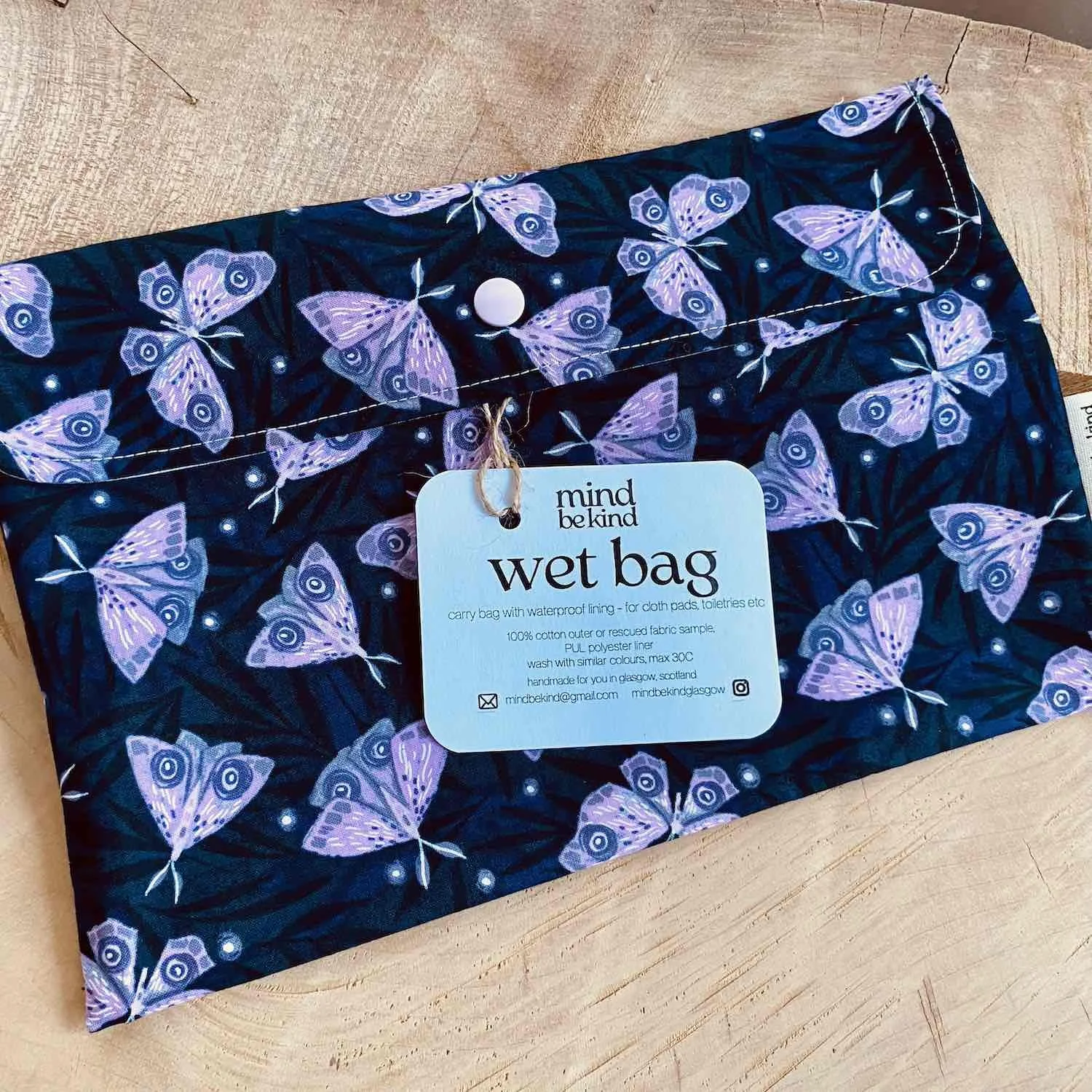 cotton wet bag with waterproof fabric lining