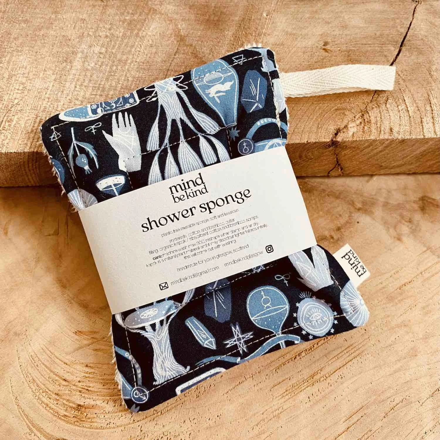 washable, reusable cotton and bamboo shower sponge