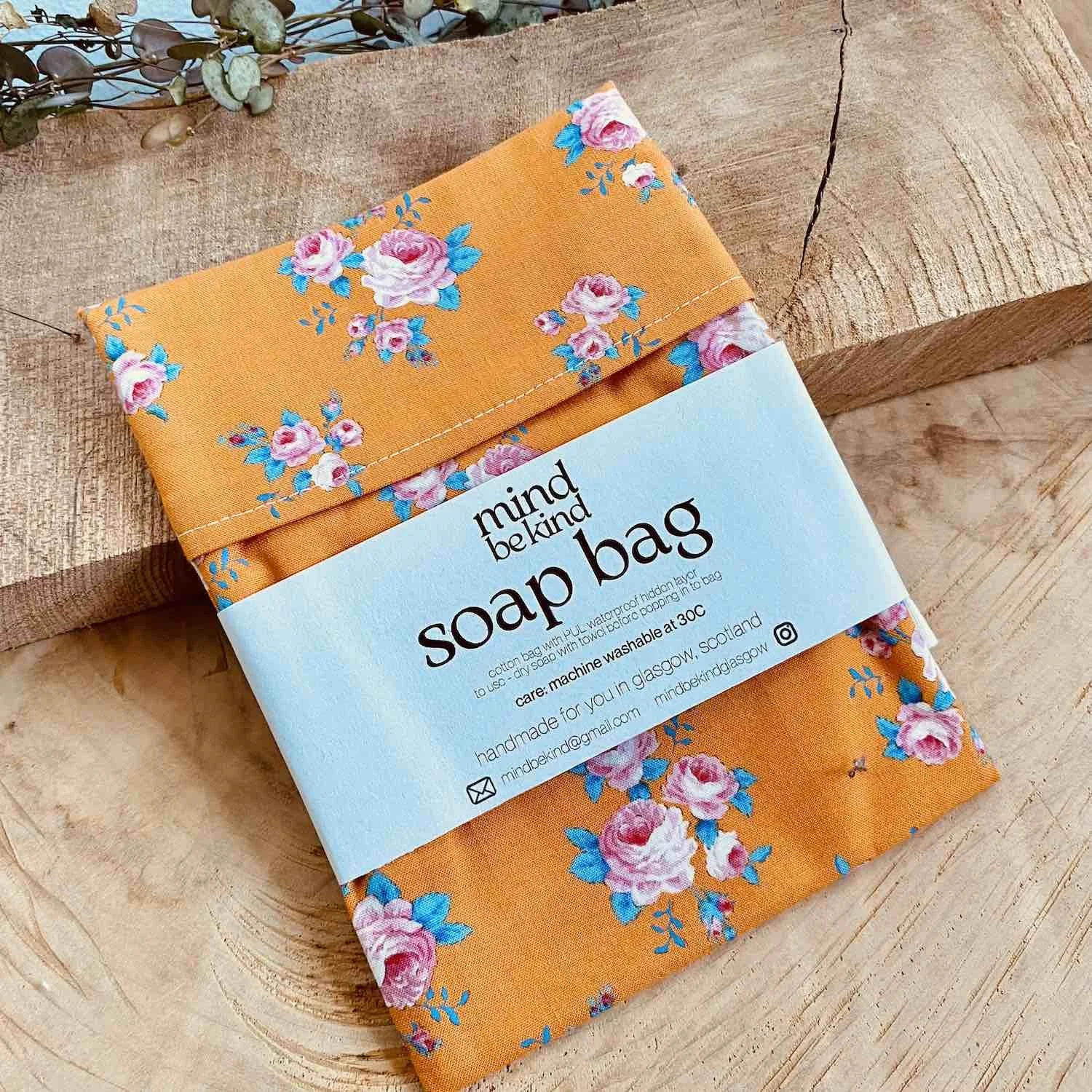 soap bag - fold over pouch for soap and cosmetics, with waterproof lining