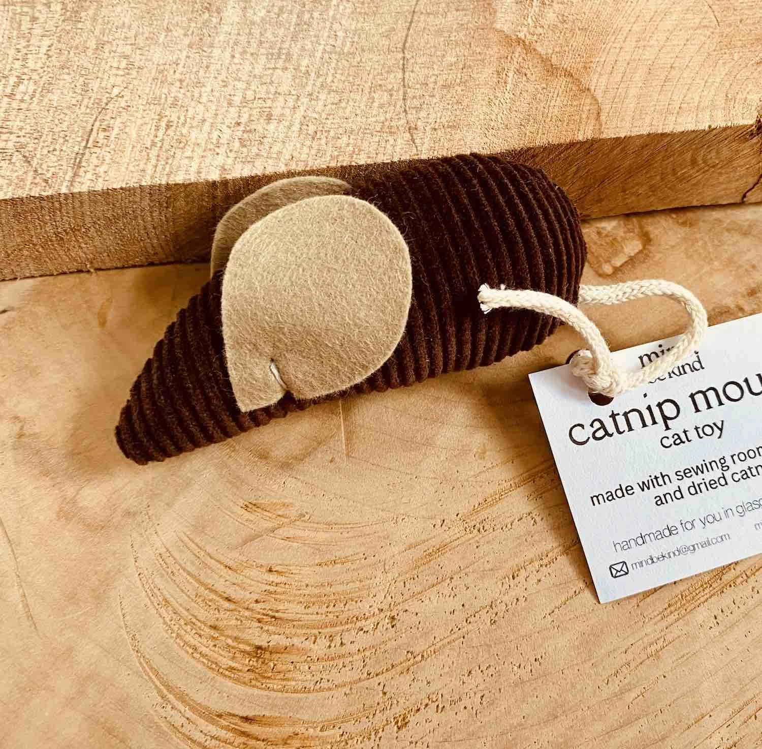 scrap fabric catnip mouse with bell
