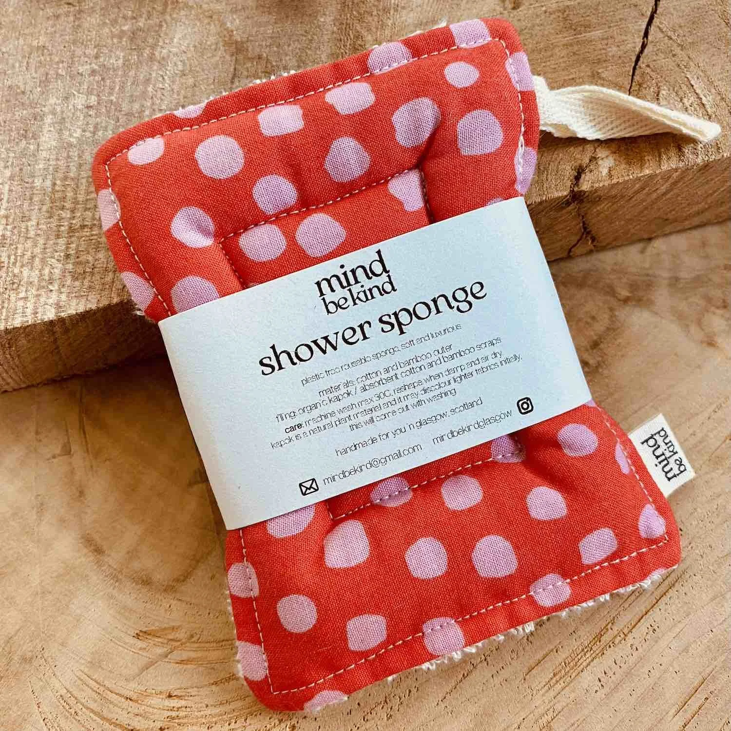 washable, reusable cotton and bamboo shower sponge