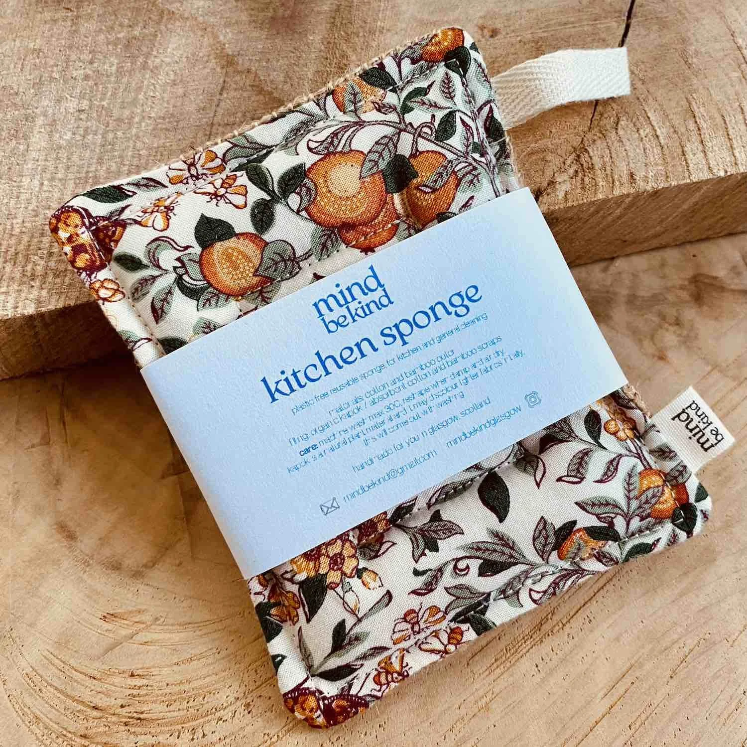 washable, reusable cotton and jute kitchen sponge