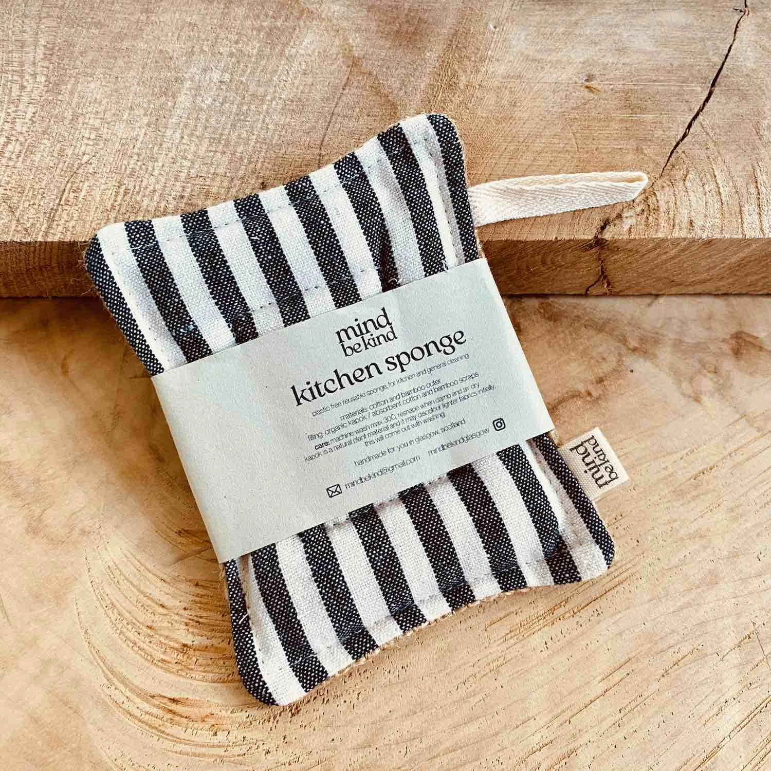 washable, reusable cotton and jute kitchen sponge