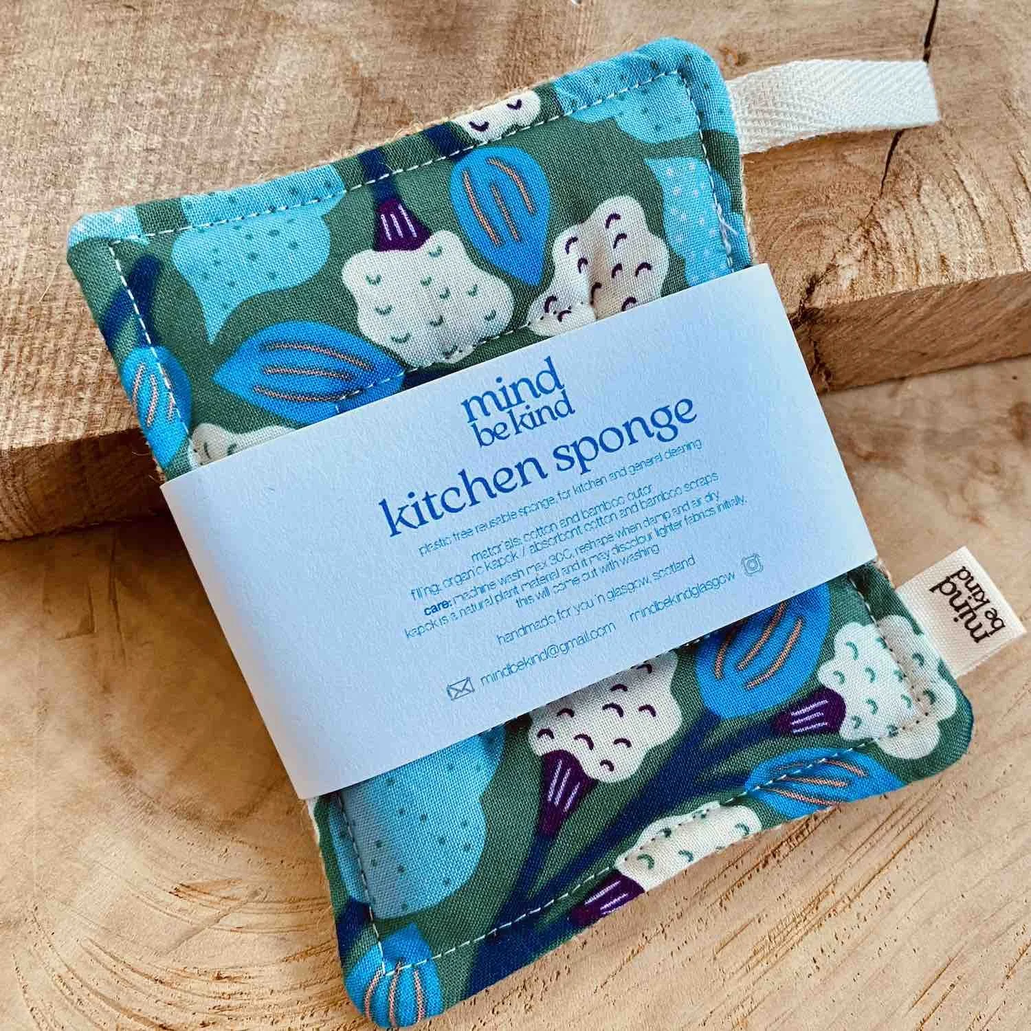 washable, reusable cotton and jute kitchen sponge