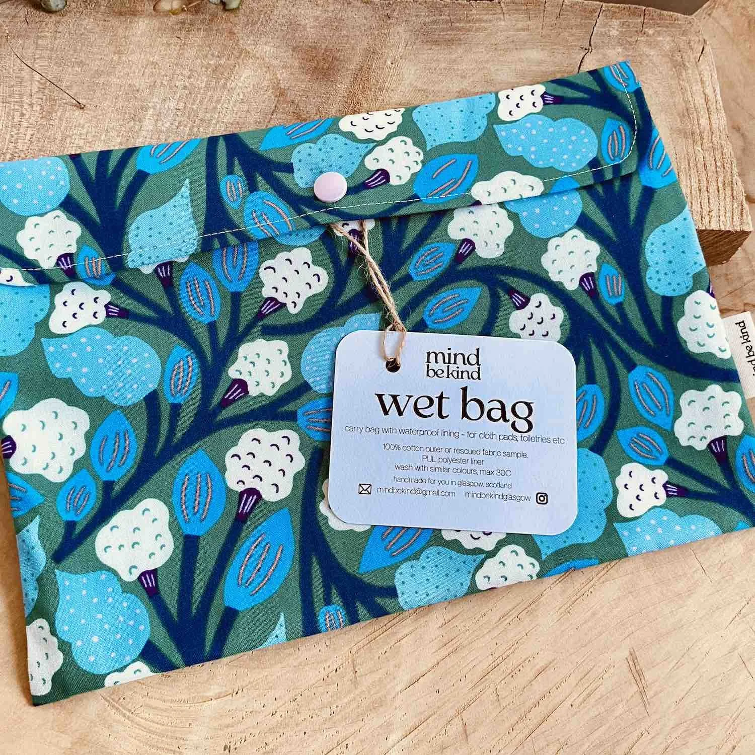 cotton wet bag with waterproof fabric lining