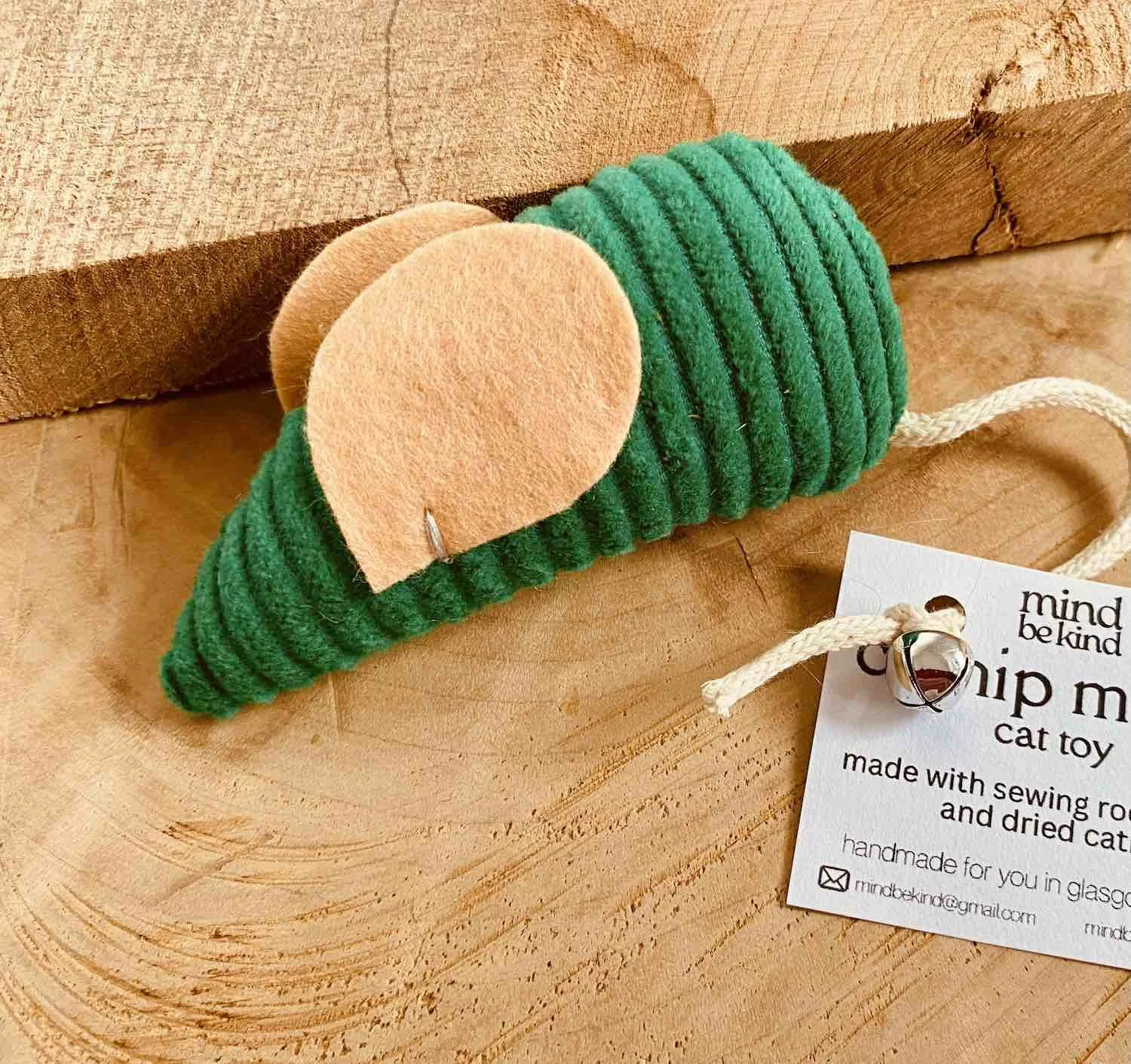 scrap fabric catnip mouse with bell