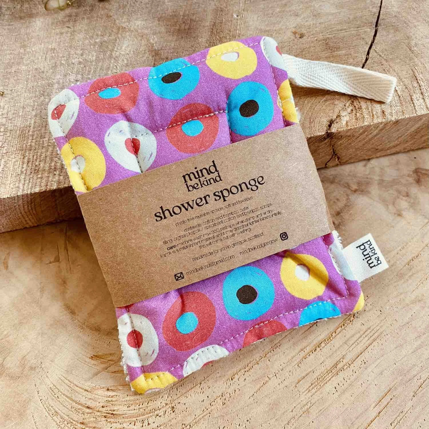 washable, reusable cotton and bamboo shower sponge