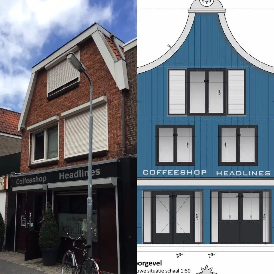 Nieuwe blauwe gevel voor Coffeeshop Headlines
