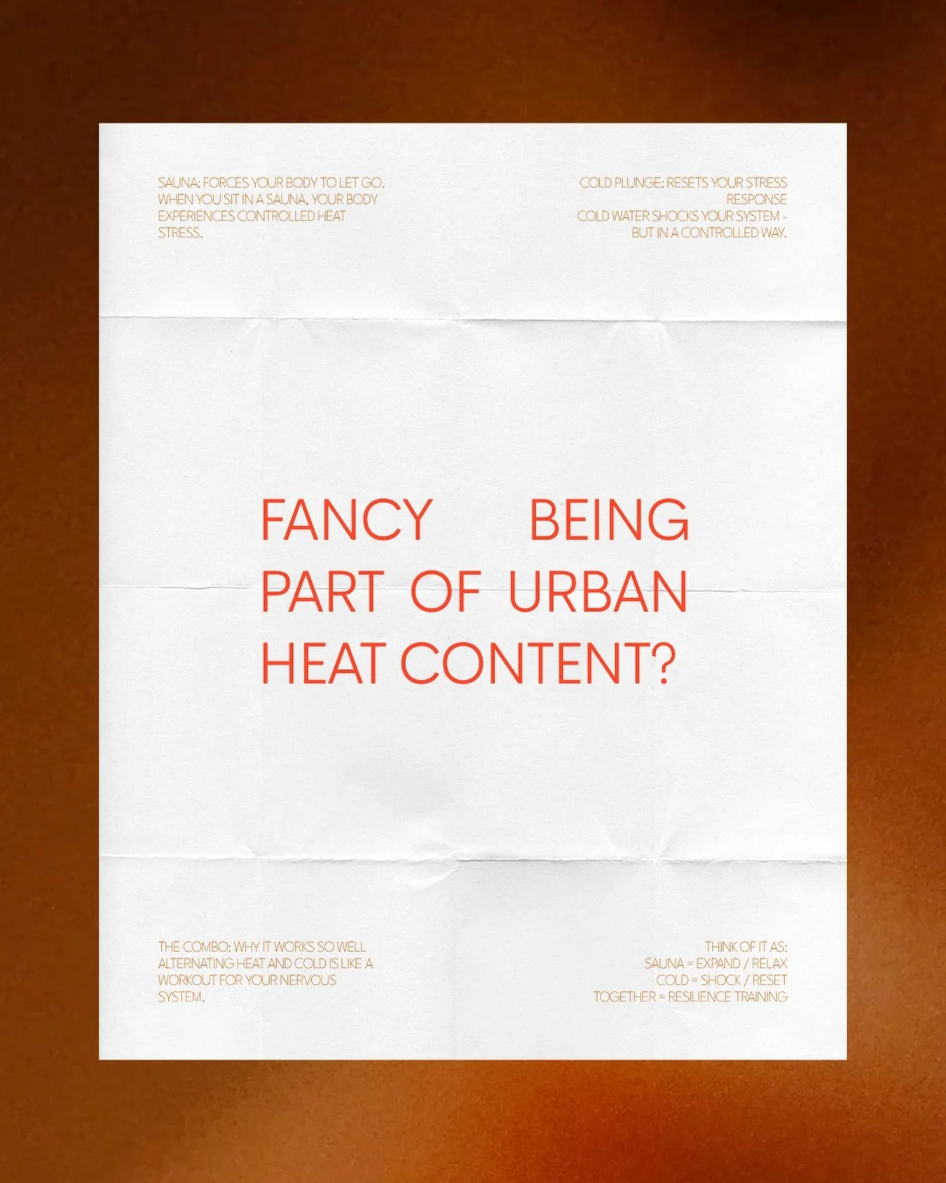 🚨 Calling all sauna addicts 🚨 
Ever wanted to be the face of Urban Heat? 🔥 
We&rsquo;re looking for a handful of legends to join us for an exclusive content shoot and experience our sauna ritual on camera. 
📍 Urban Heat, Camberwell 🗓 Friday 5 Ju