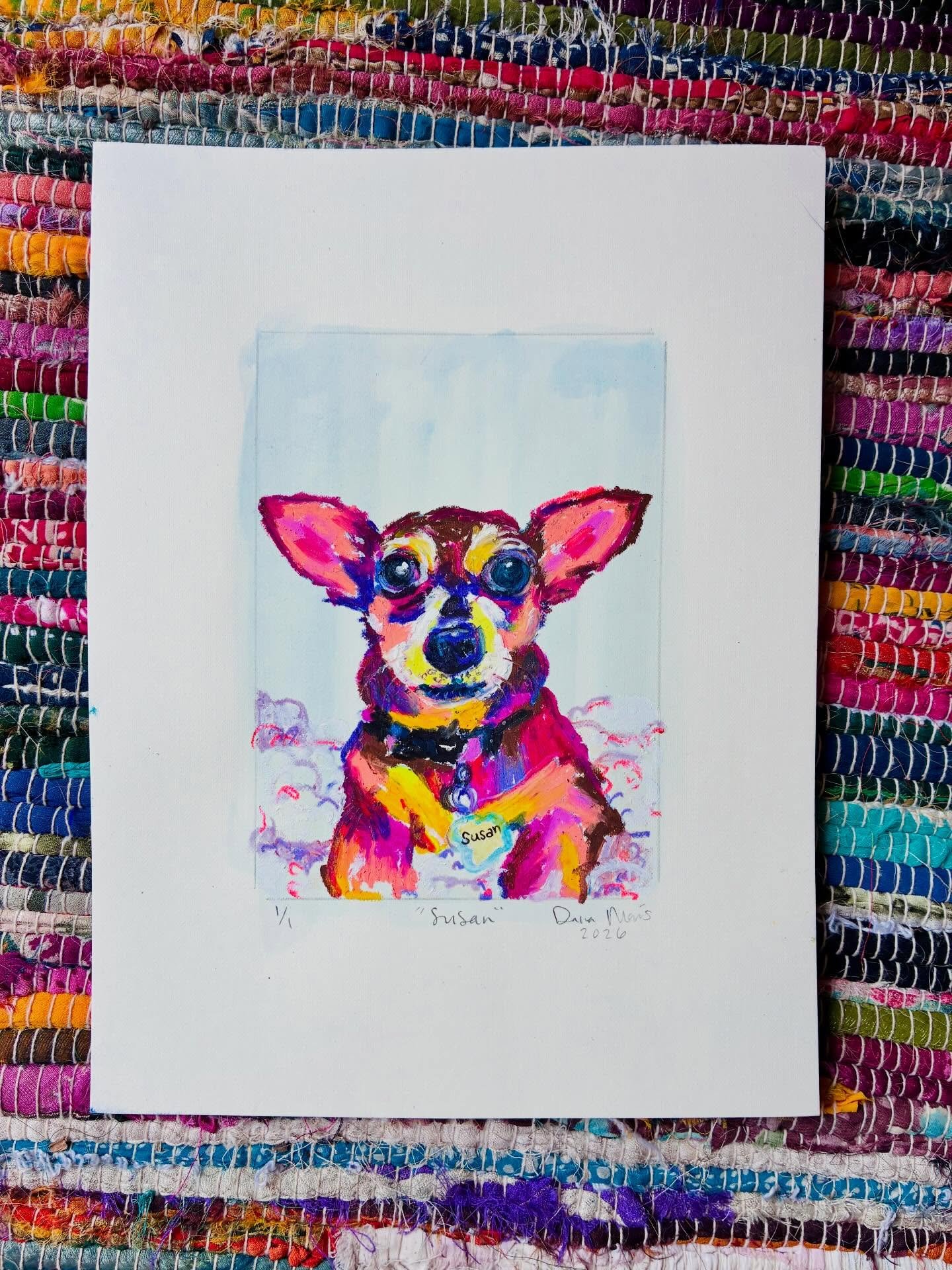 Sweet Susan. This was fun to make! Thanks to everyone who is showing me love and support. Being able to work on these quick art projects while doing the mom summer kid care thing is the literal dream.

Want one of your own? Fill out my oil pastel pet