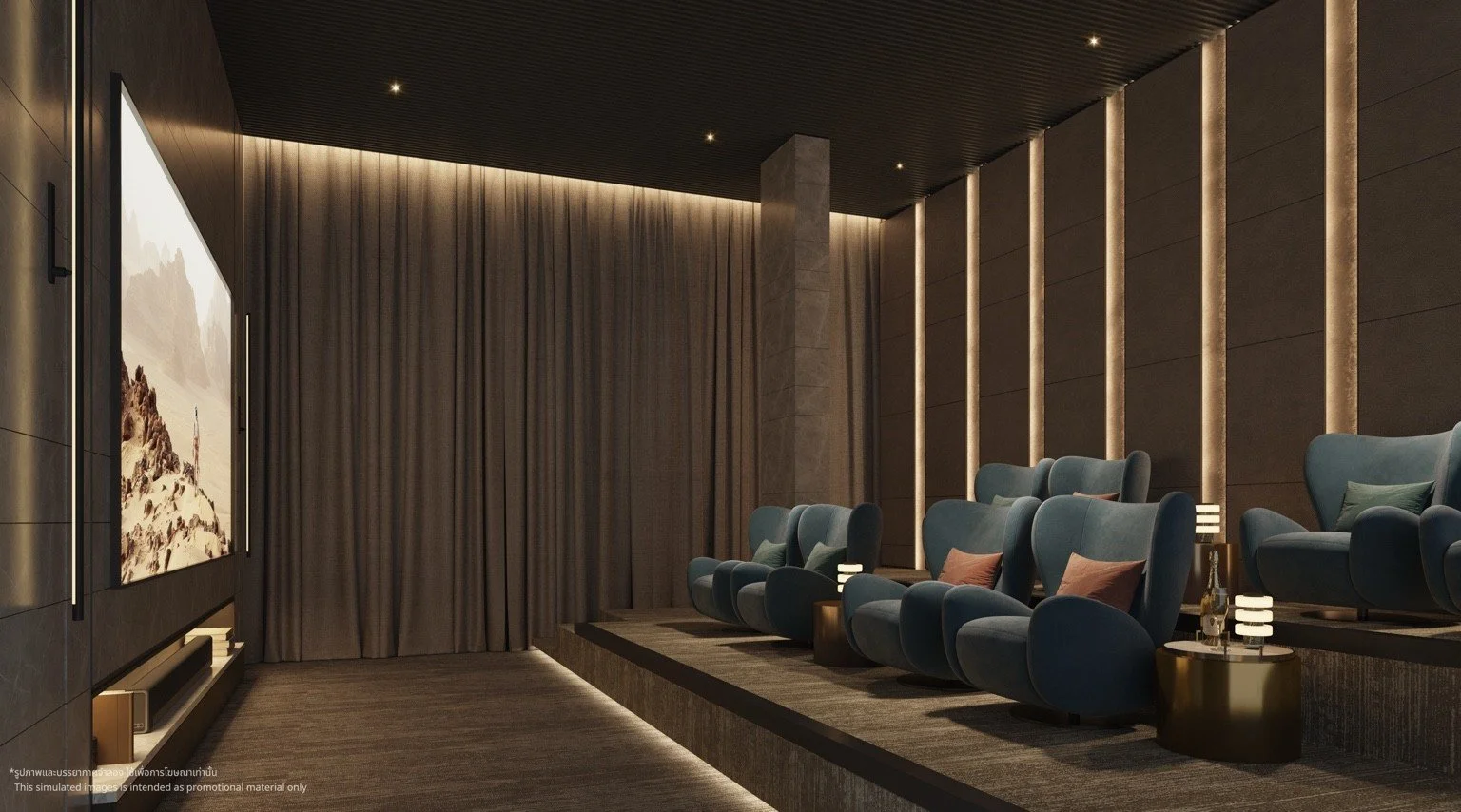 Private mini theatre room at The Panora Estuaria Pattaya.