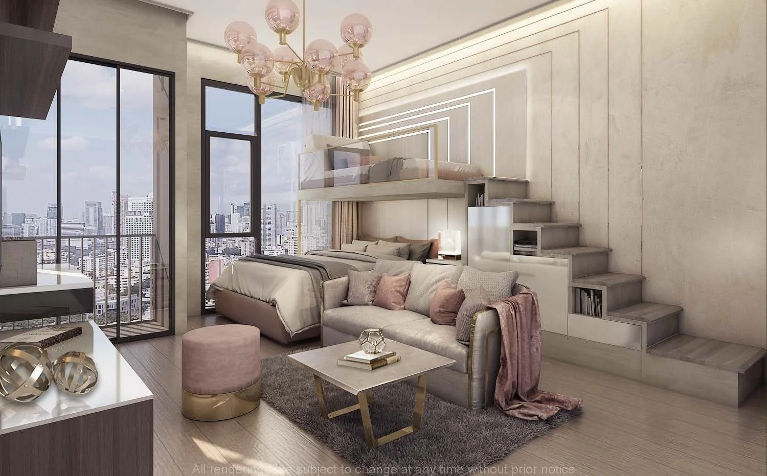 Duplex show unit bedroom interior at Park Origin Phayathai.