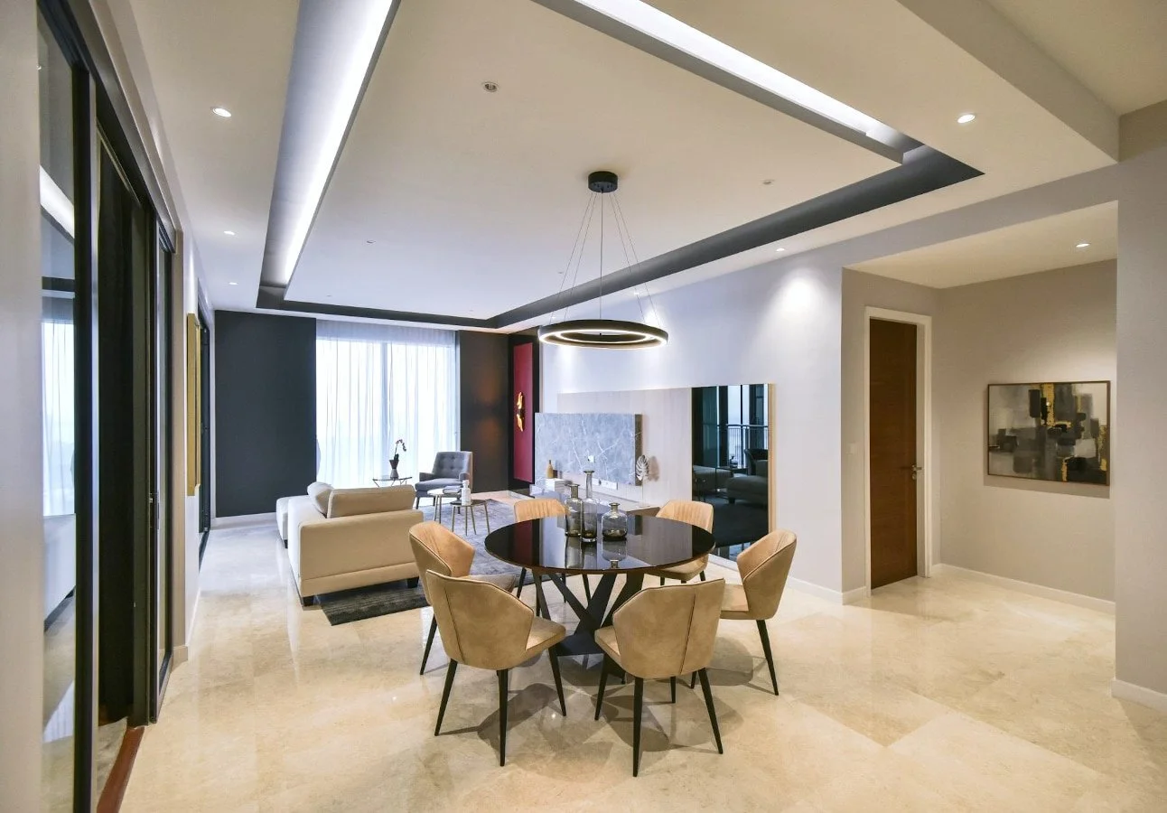 Open-plan living and dining area at The Astaka Johor Bahru.