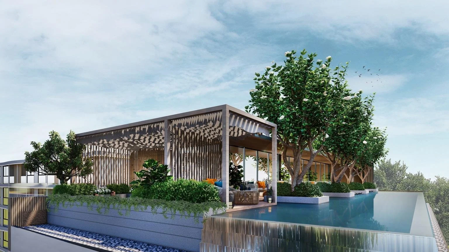 Rooftop swimming pool and terrace at VIP Tropika Phuket.