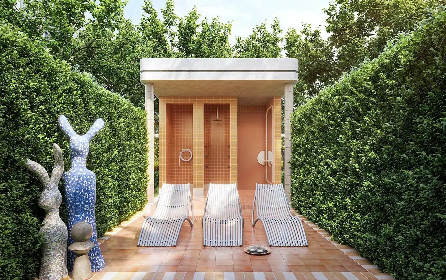 Private outdoor wellness and relaxation area surrounded by tropical landscaping at The Standard Residences Hua Hin.