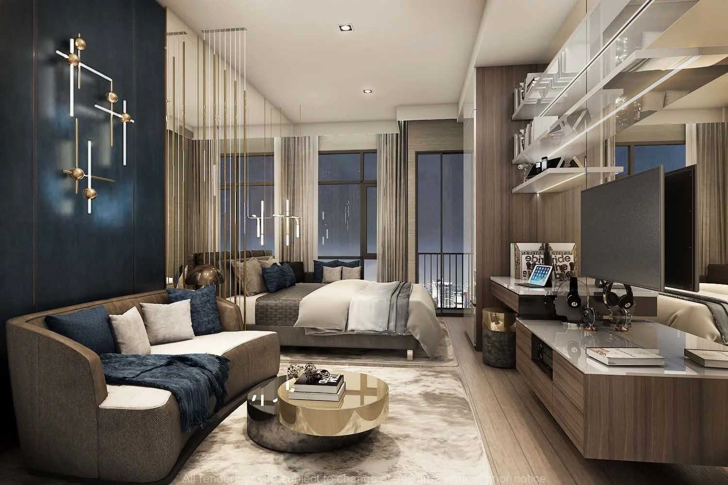 One bedroom show unit interior at Park Origin Phayathai Bangkok condominium.