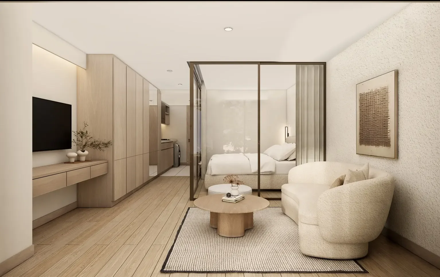 One-bedroom condo layout at The Zero Nai Yang in Nai Yang, Phuket.