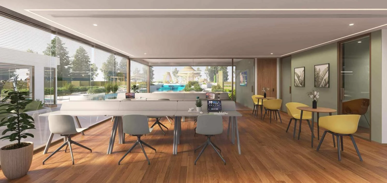 Co-working space with seating and natural light at VIP Tropika Phuket.