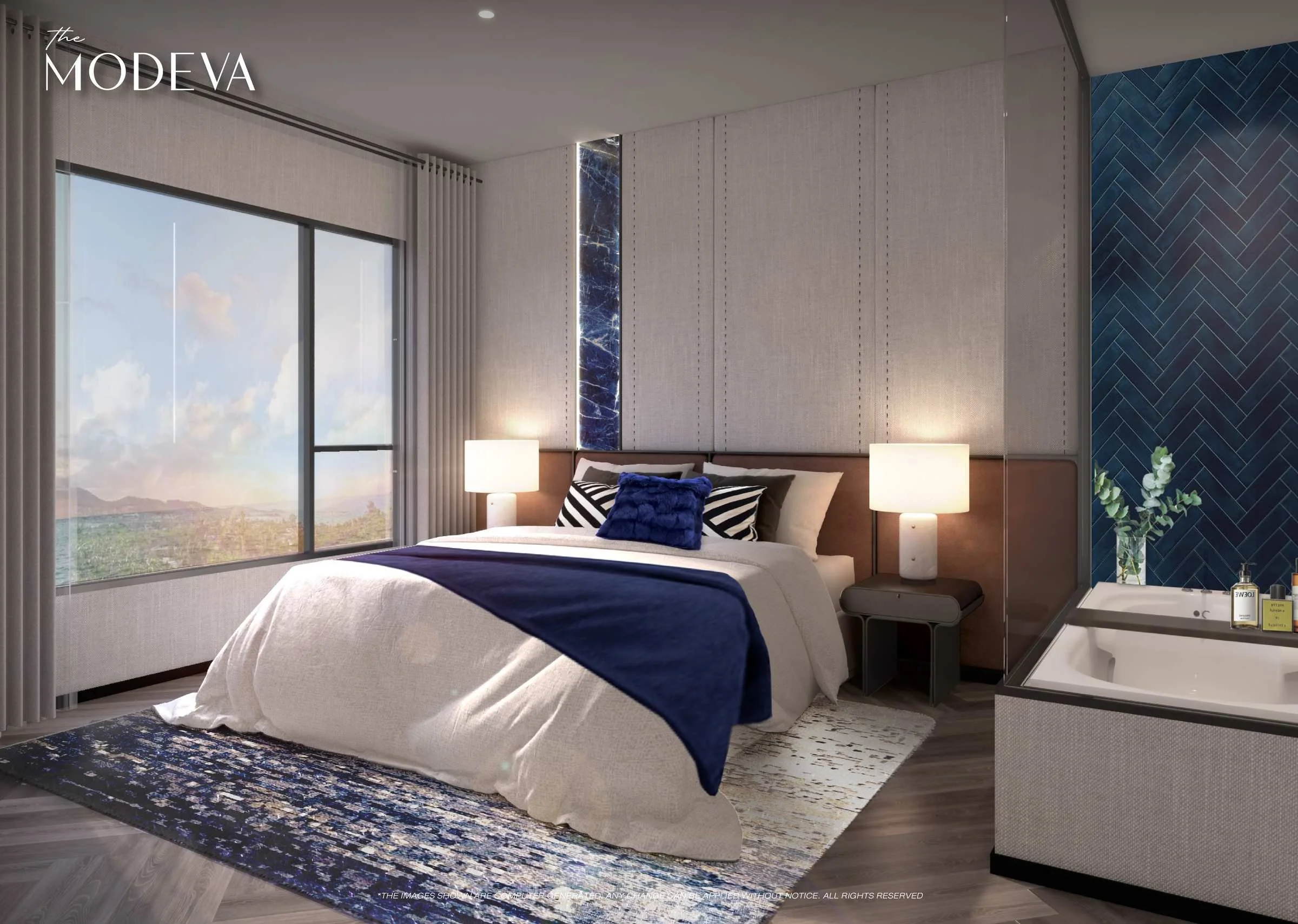 Master bedroom in a two-bedroom plus unit at The Modeva Phuket.