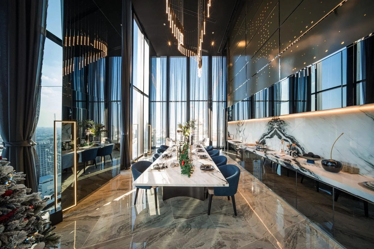 Private dining room with skyline views at Park Origin Phayathai.
