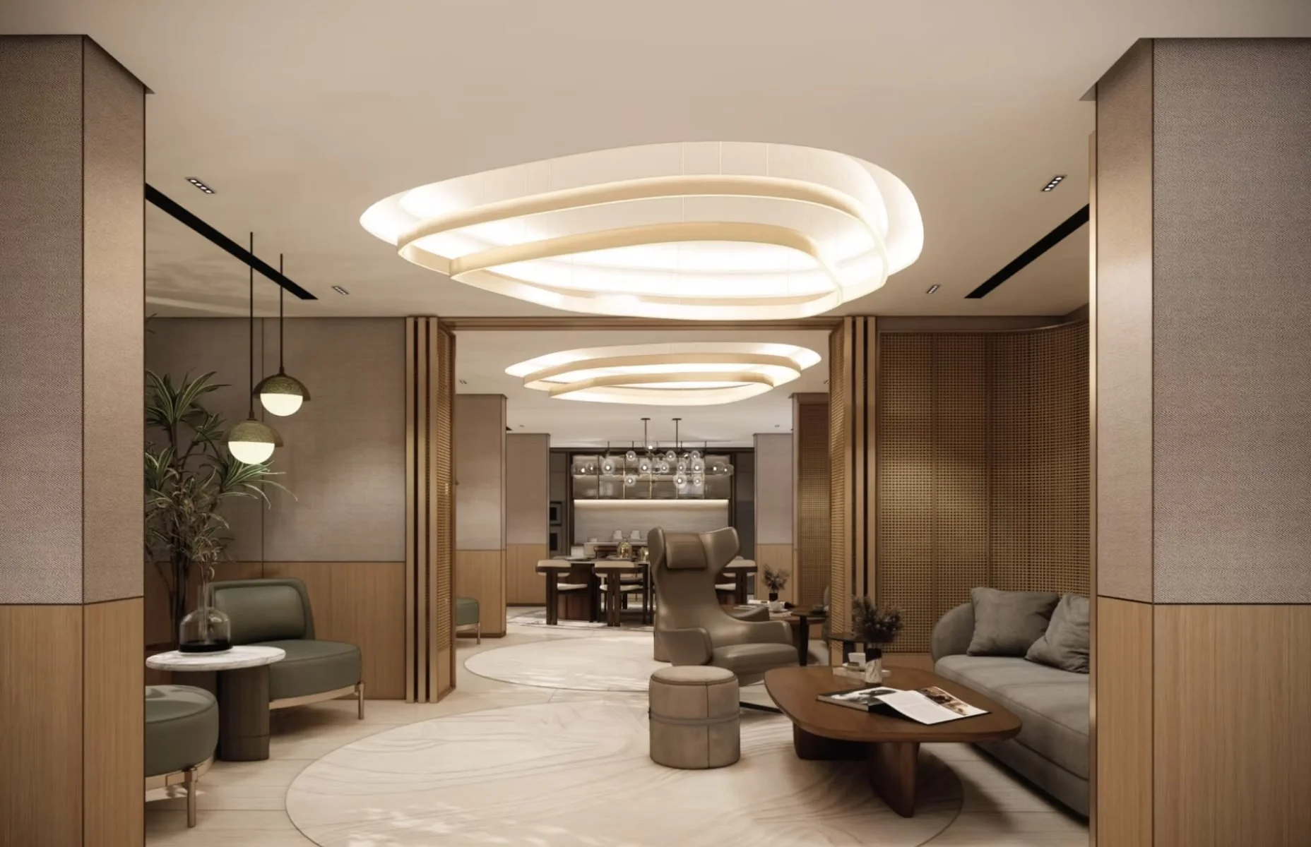 Residents’ lounge interior at The Arden Johor Bahru featuring premium seating and warm architectural lighting.