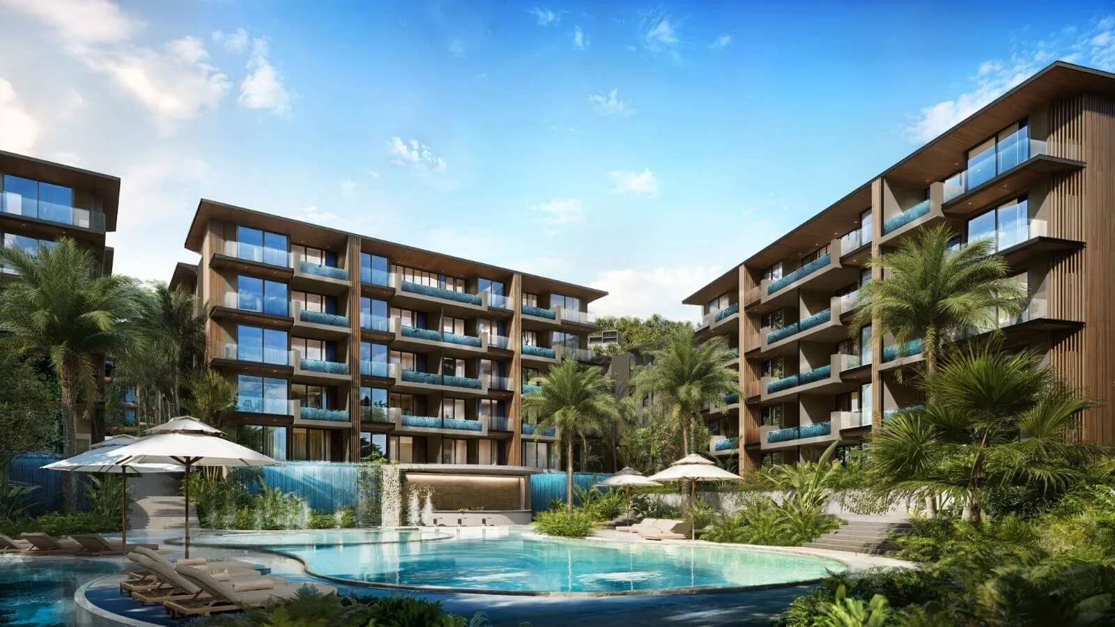 Abov Patong Phuket condominium development with resort-style swimming pool, tropical landscaping, and private plunge pool balconies