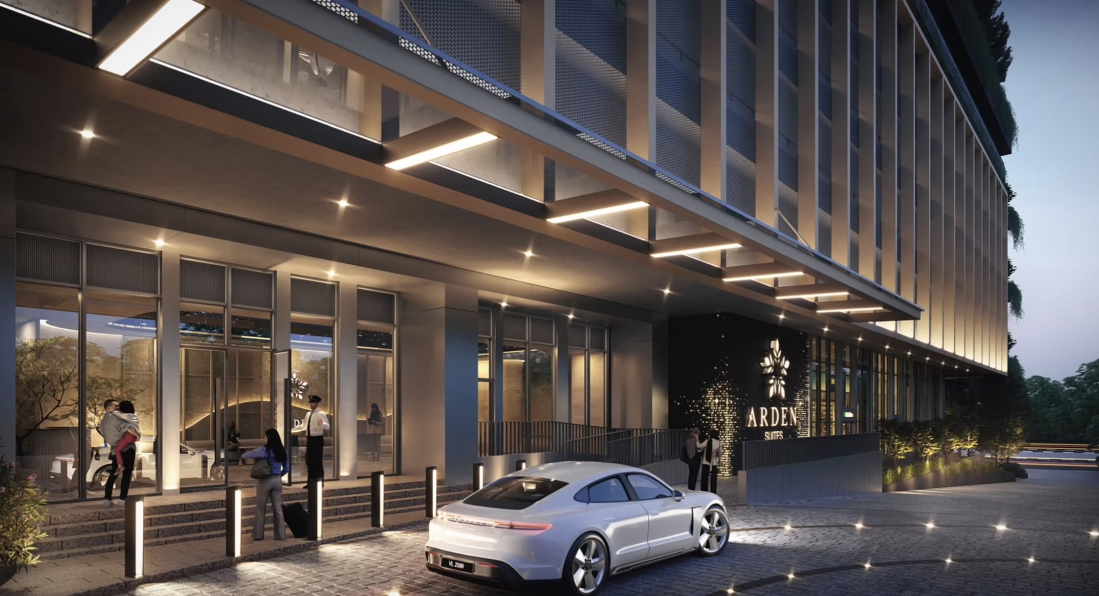 Main entrance and drop-off area at The Arden Johor Bahru serviced residences.