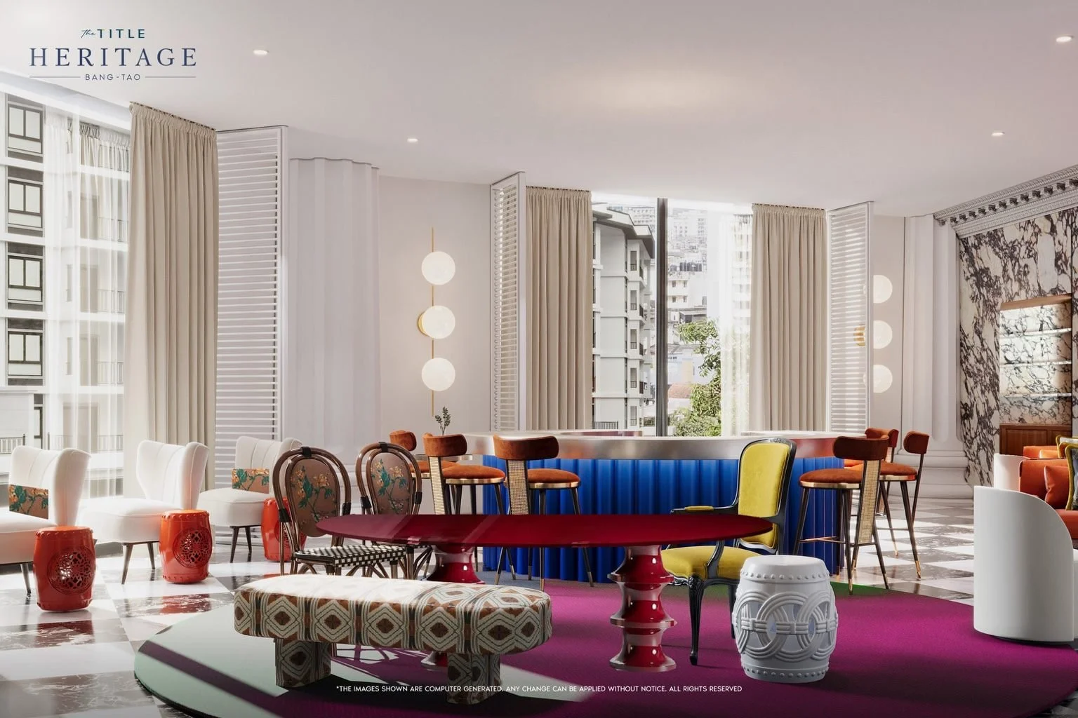 Resident co-working space at The Title Heritage Bang Tao with shared desks, private work areas and modern lighting.