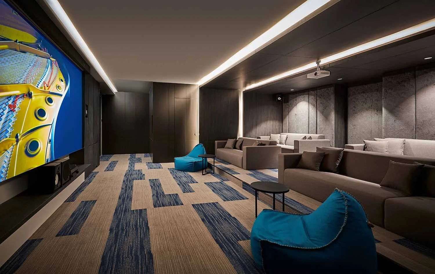 Private mini theatre lounge within Alila² residential facilities.