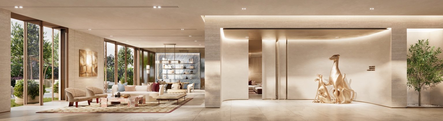 Lobby lounge with natural materials and warm lighting at Widen by Sansiri.