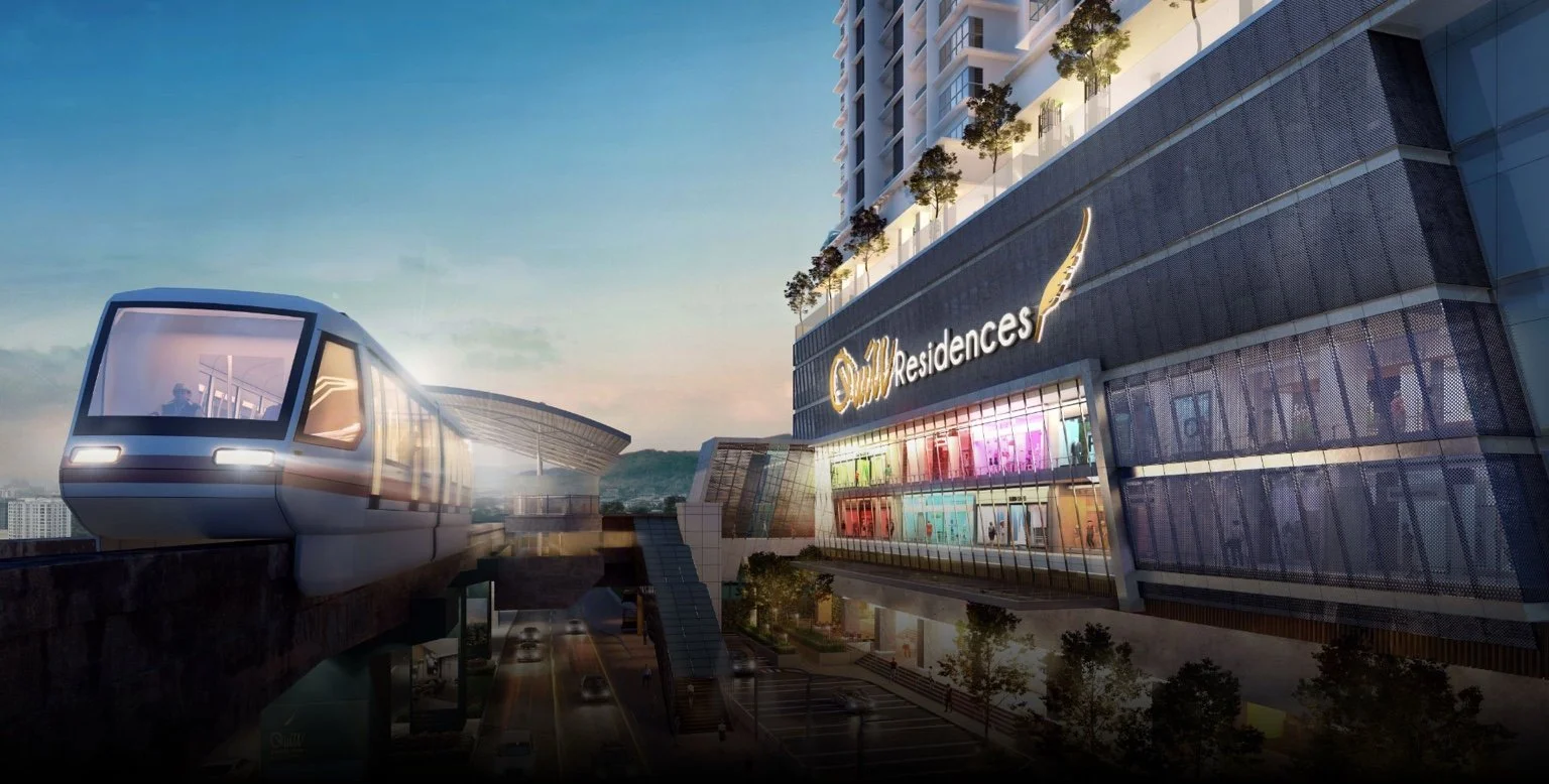 Quill Residences directly connected to Kuala Lumpur monorail via covered pedestrian skywalk.