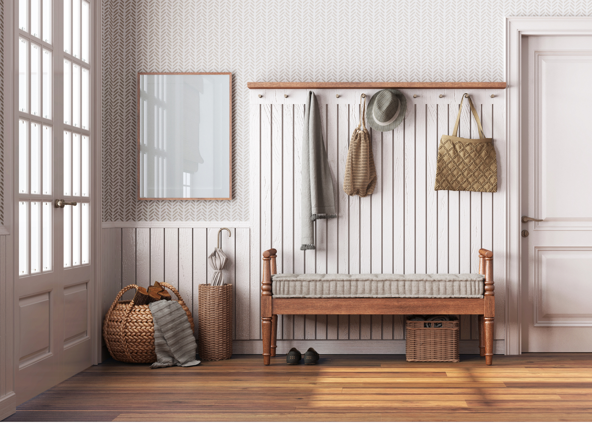 Organized Decluttered Mudroom Entry Room