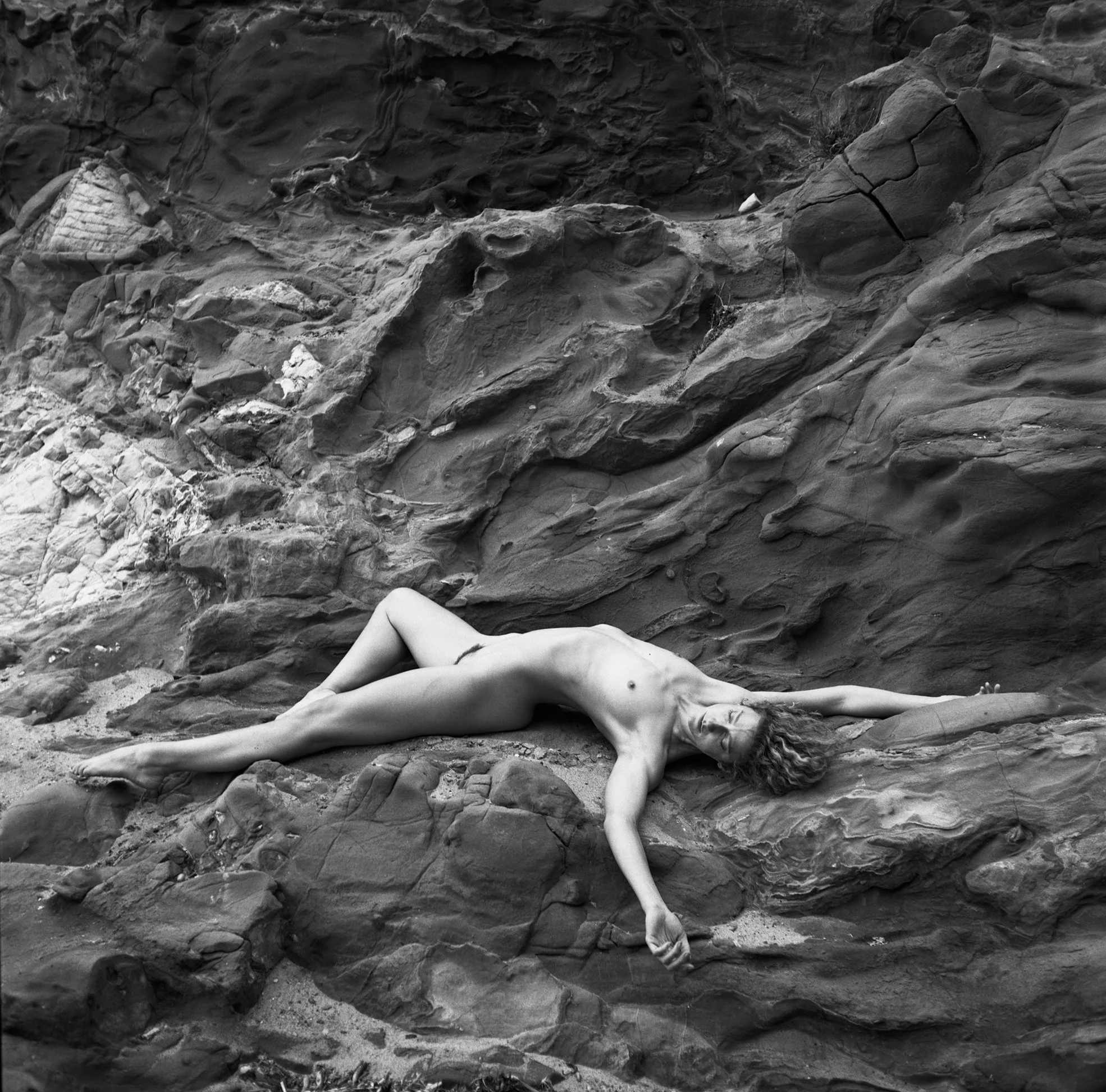 Vivian Cove photographed nude with a Mamiya C330 TLR and Ilford FP4 black and white film in Santa Cruz California