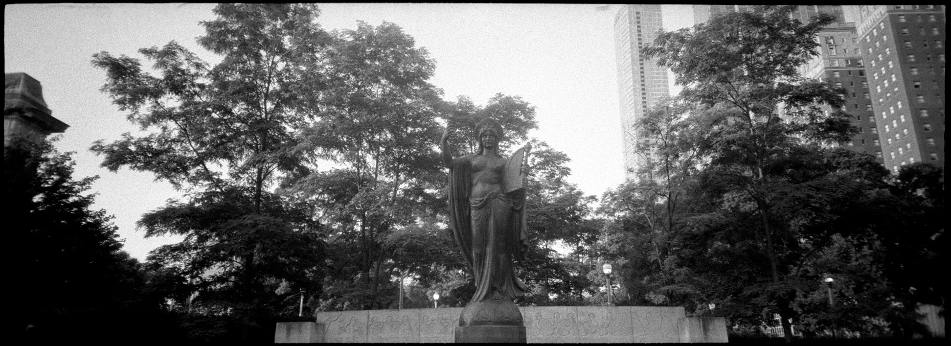 Downtown Chicago photographed with the Minolta P's 35mm compact point and shoot camera and Fomapan 100 35mm film.