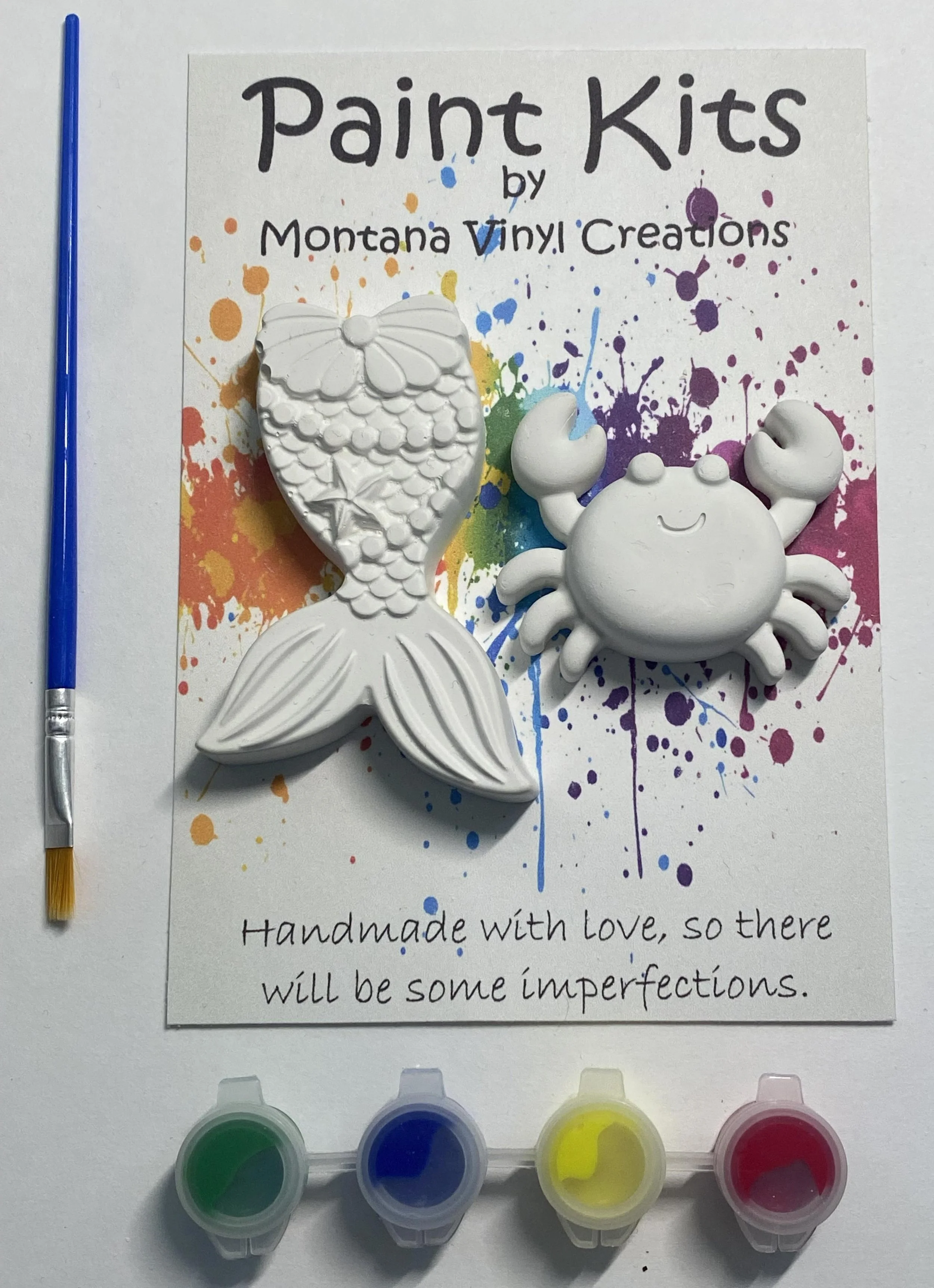 Mermaid tail and crab set of 2 plaster paint kit