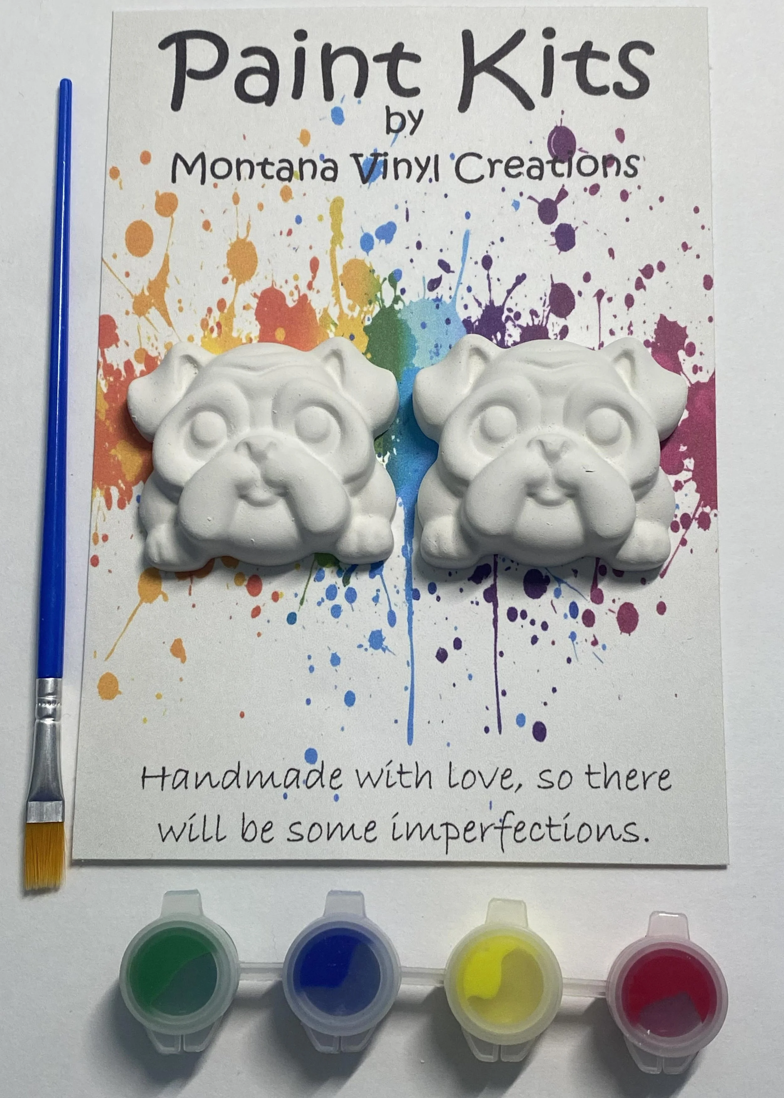 Frenchie dog set of 2 plaster paint kit