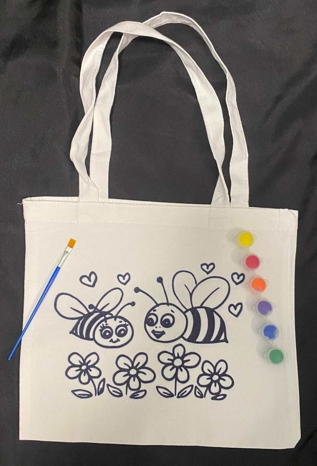 Bees and Flowers Canvas Bag to Paint Kit