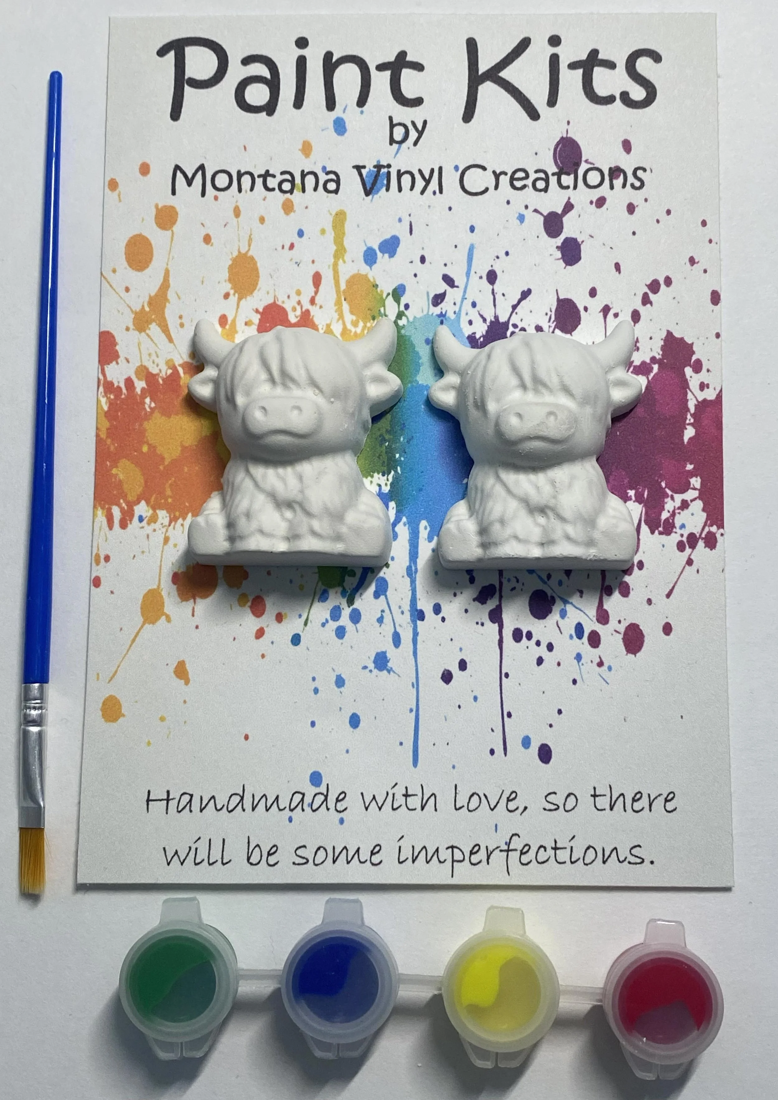 Highland Cow set of 2 plaster paint kit