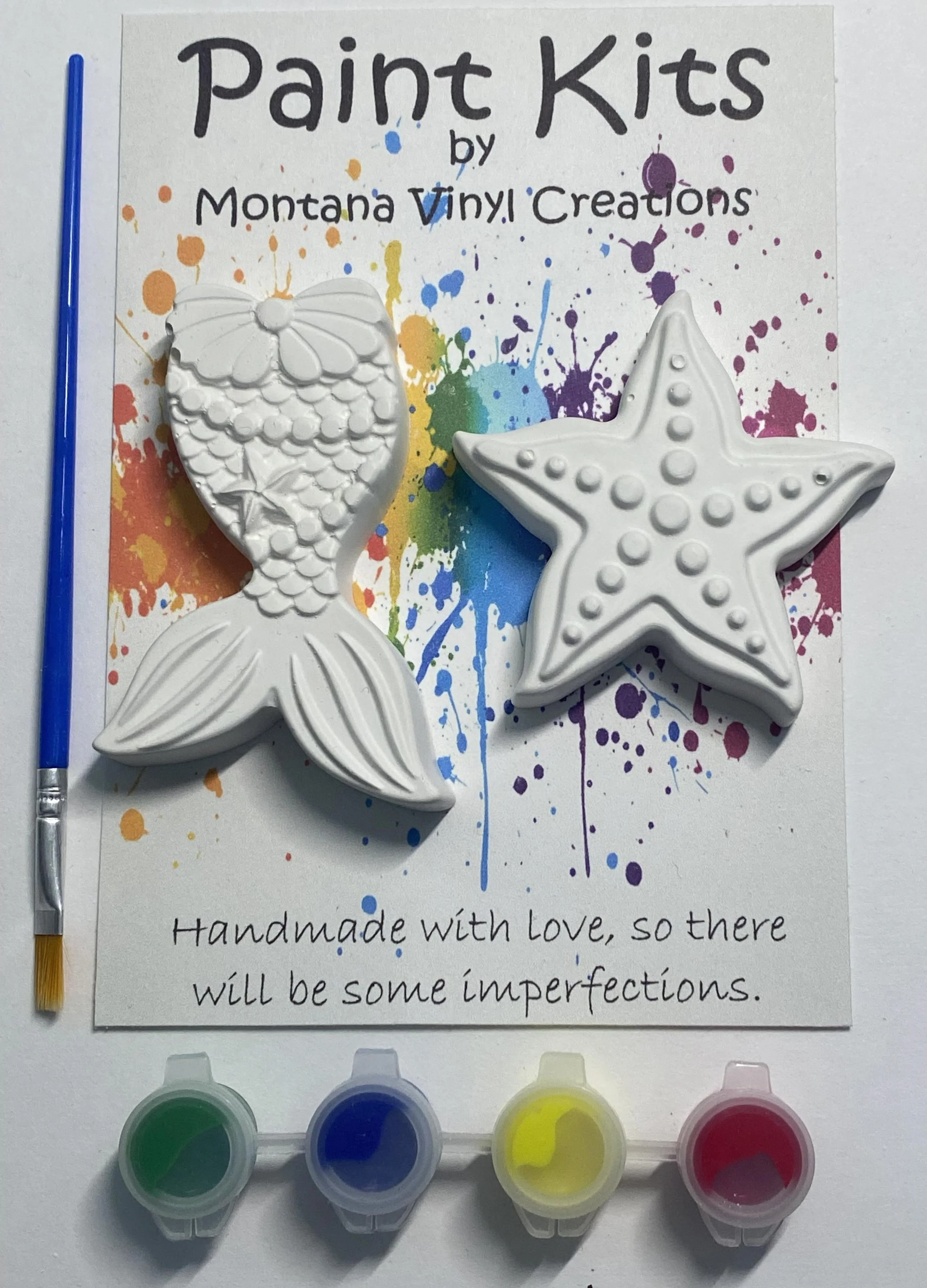 Mermaid tail and starfish set of 2 plaster paint kit