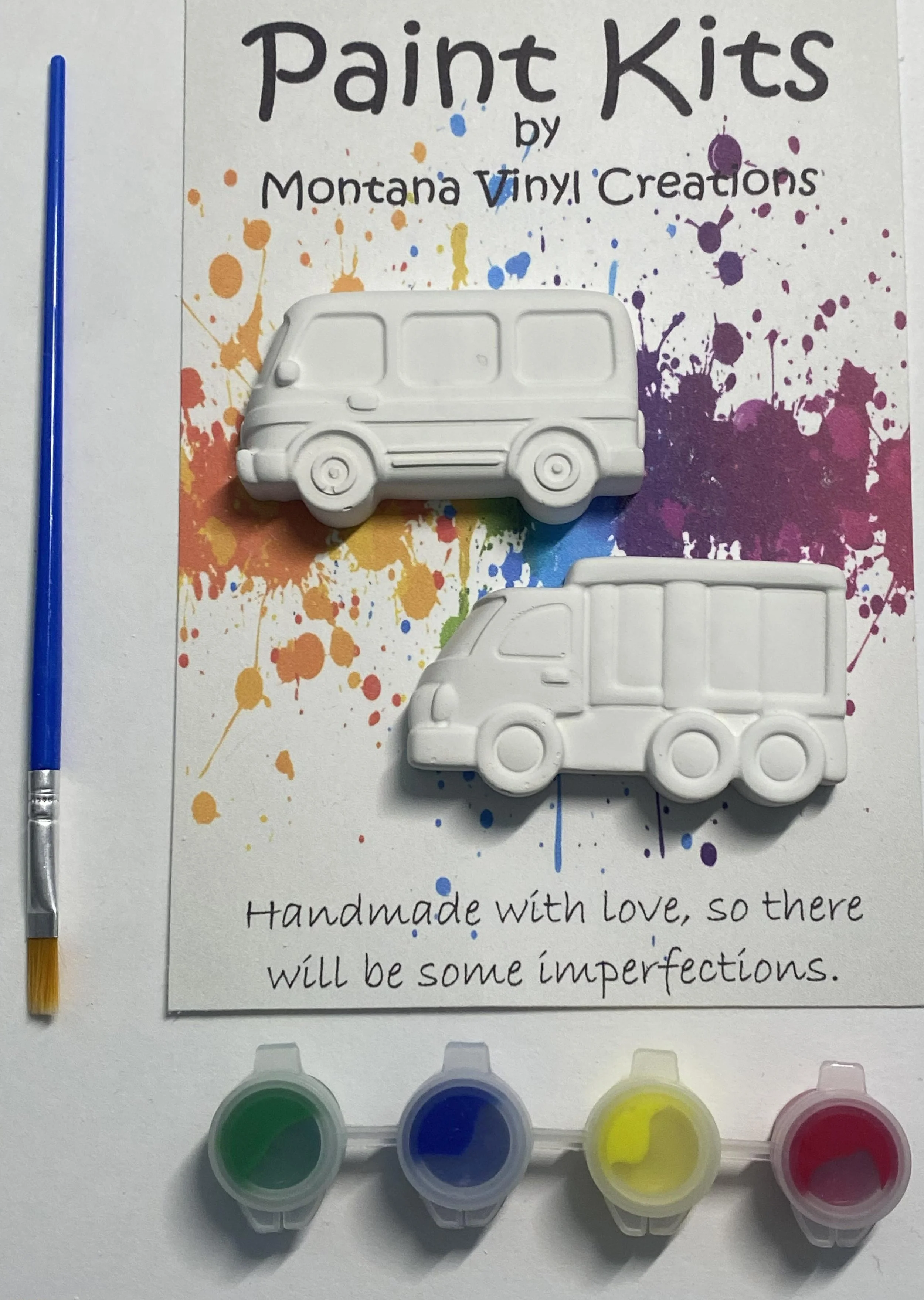Bus and truck set of 2 plaster paint kit