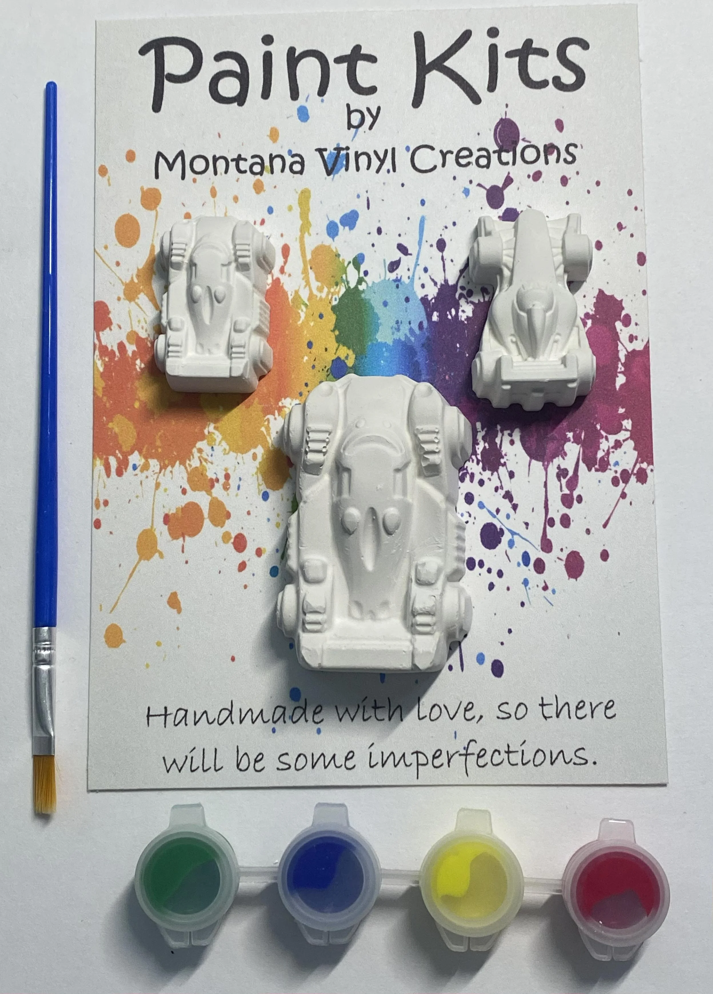 Racecar set of 3 plaster paint kit