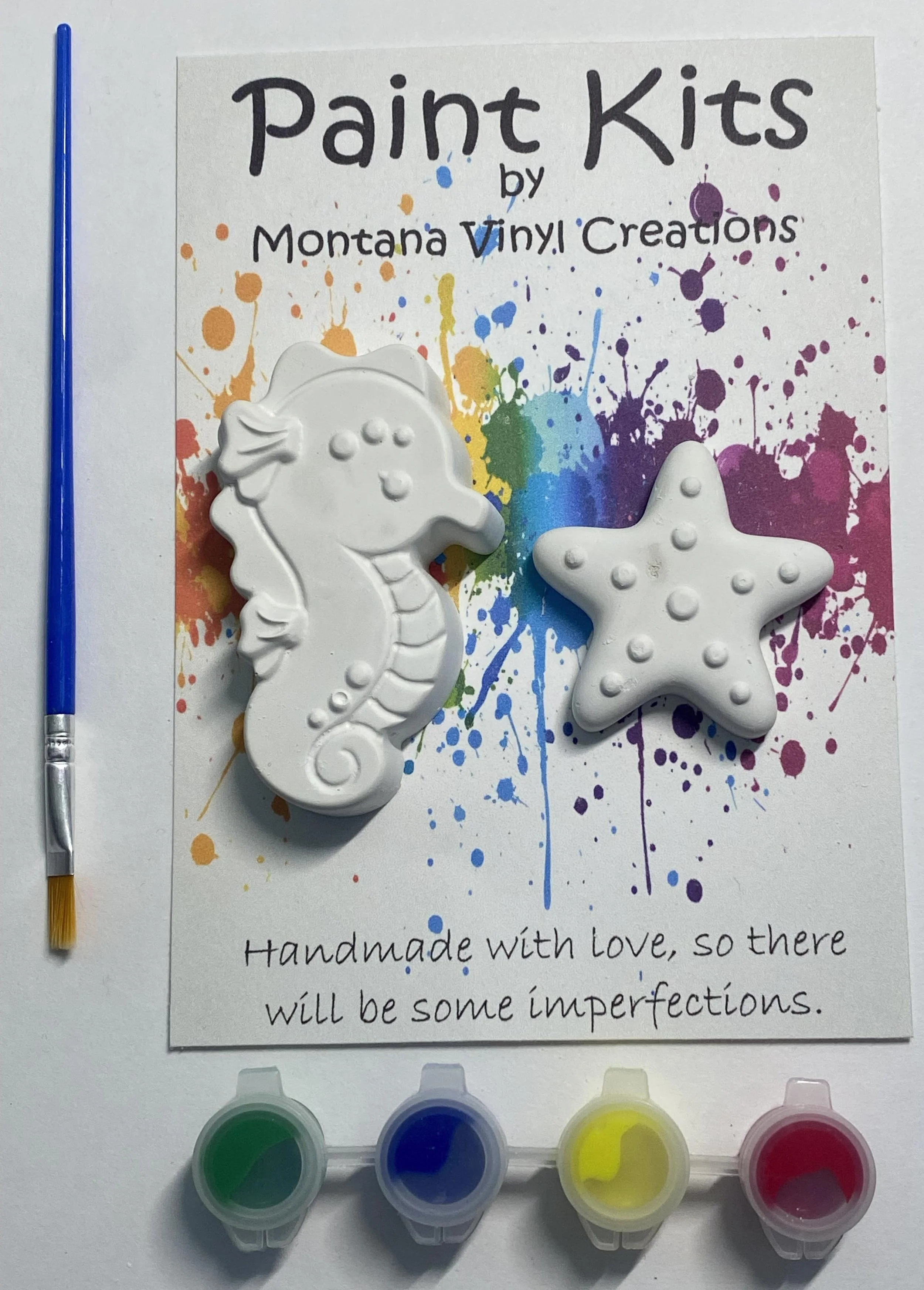 Seahorse and starfish set of 2 plaster paint kit
