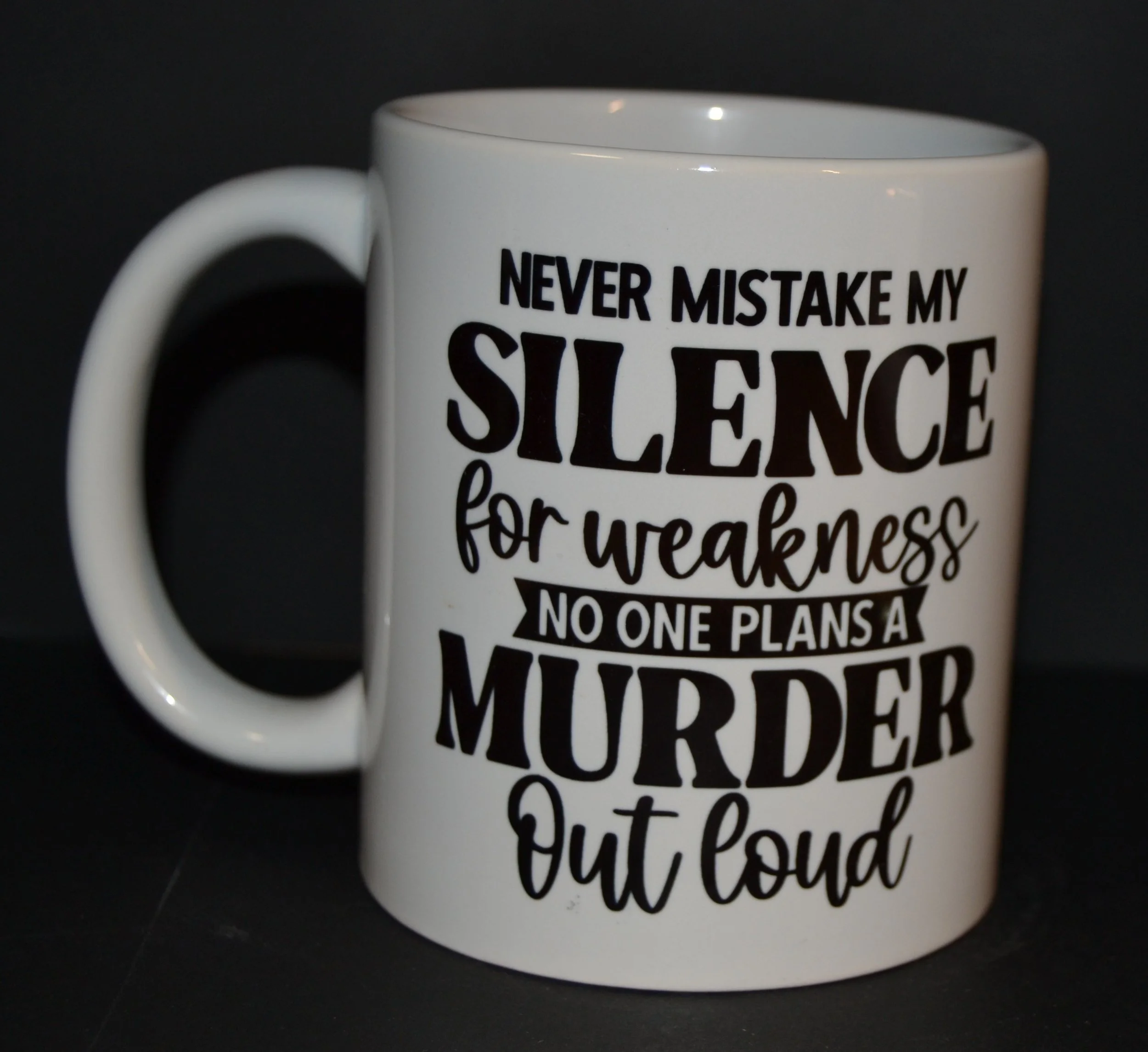Never Mistake My Silence for Weakness, No One Plans a Murder Out Loud Mug