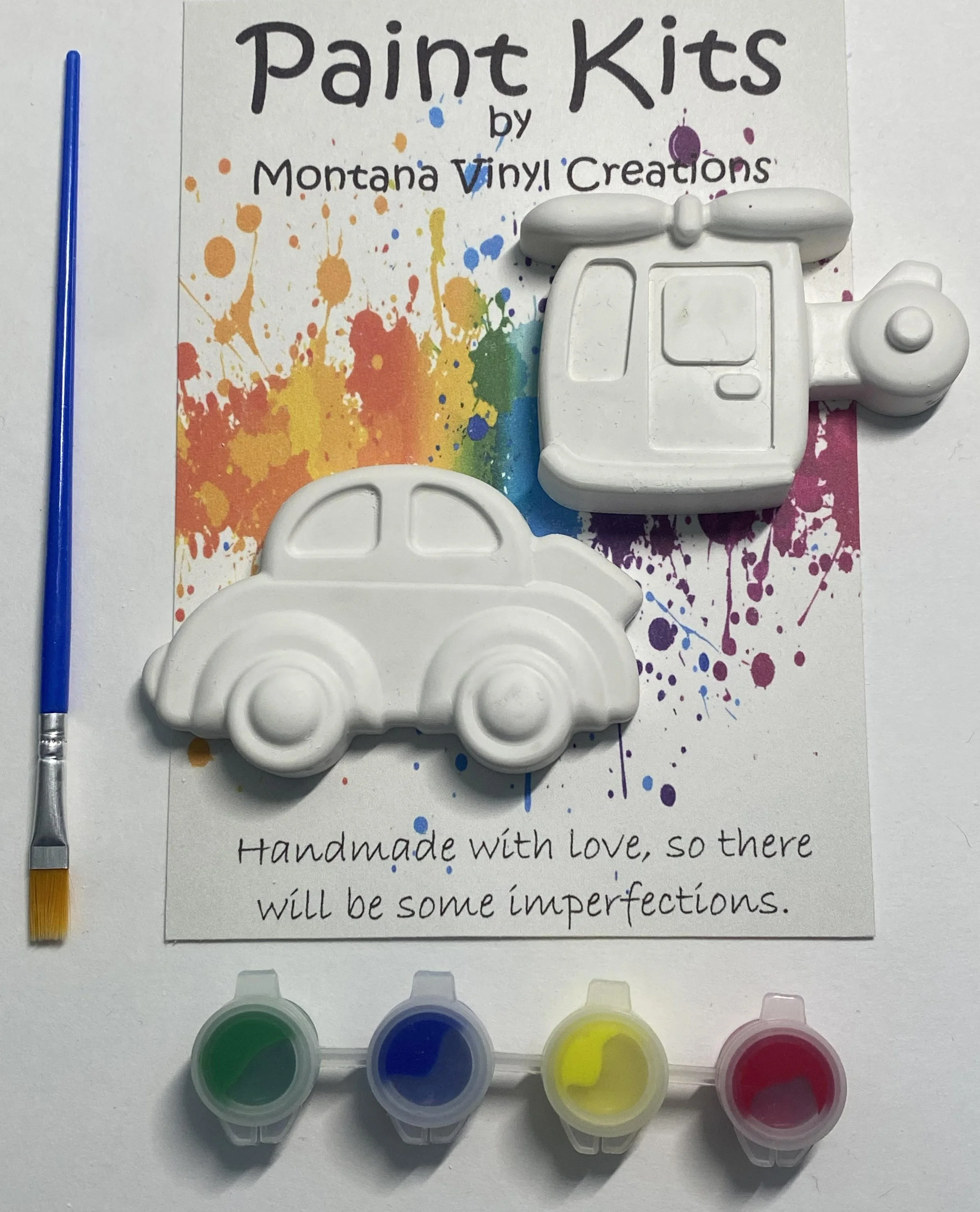 Helicopter and car set of 2 plaster paint kit