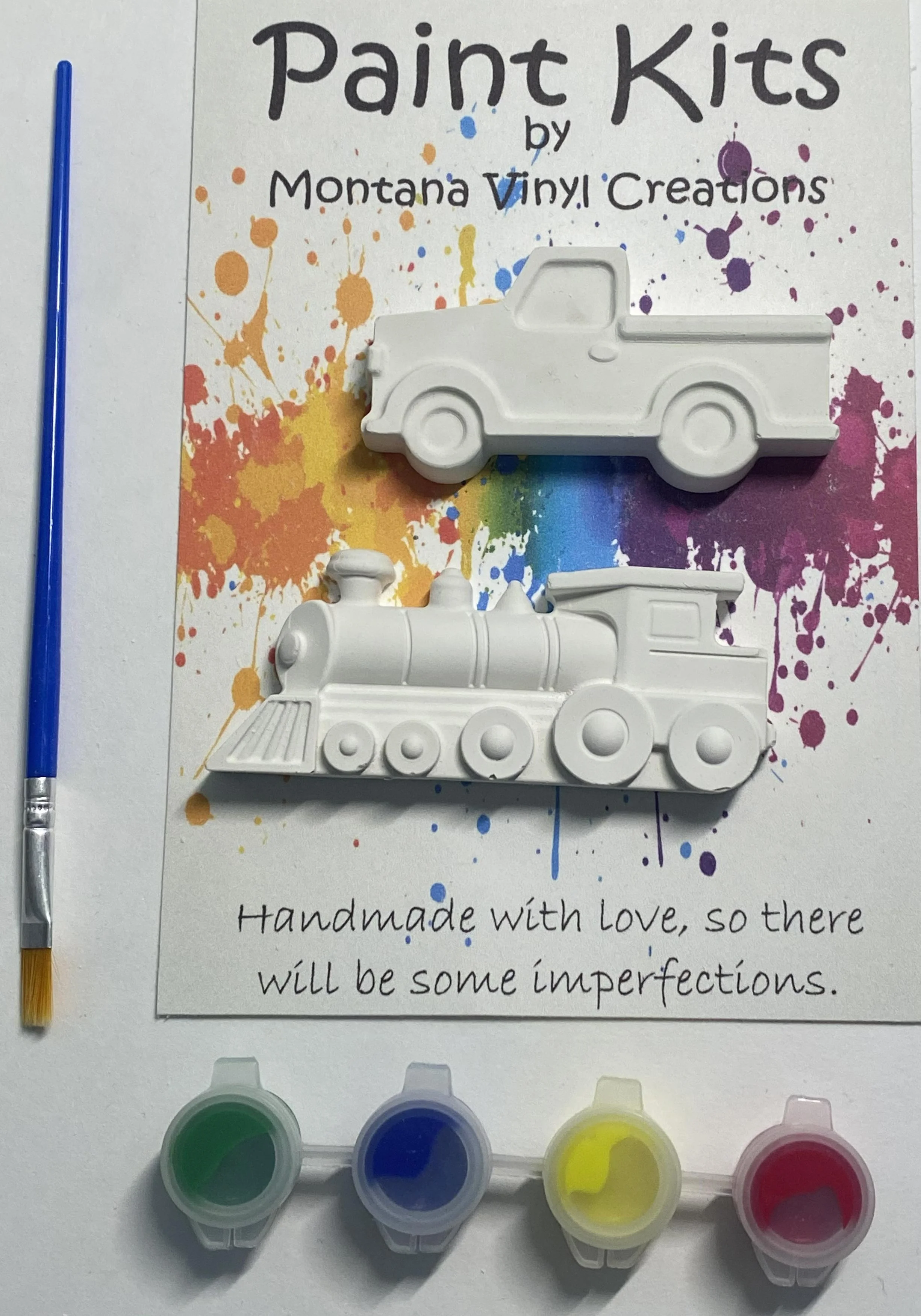 Locomotive and truck set of 2 plaster paint kit