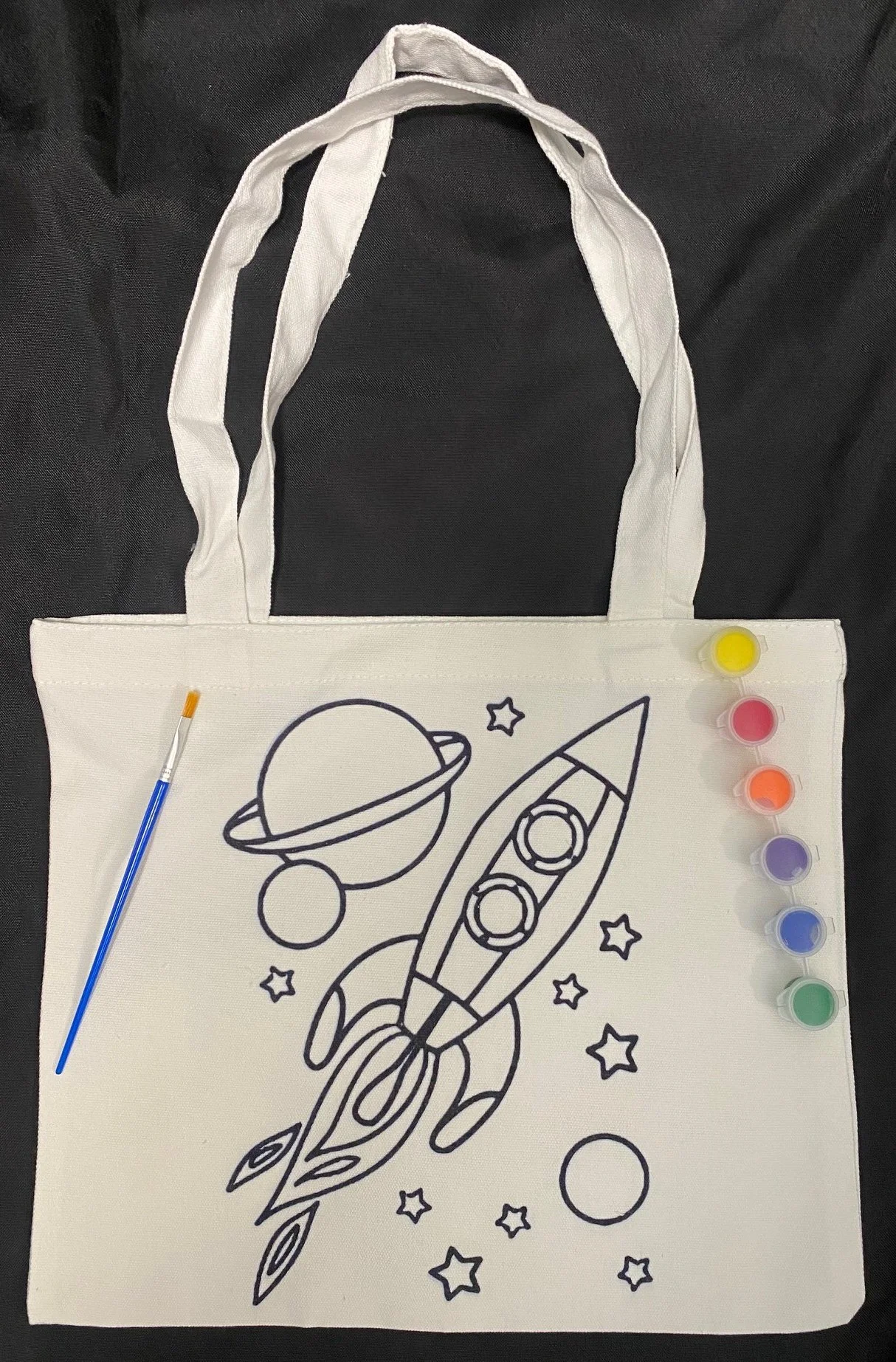 Rocket Ship Canvas Bag to Paint Kit