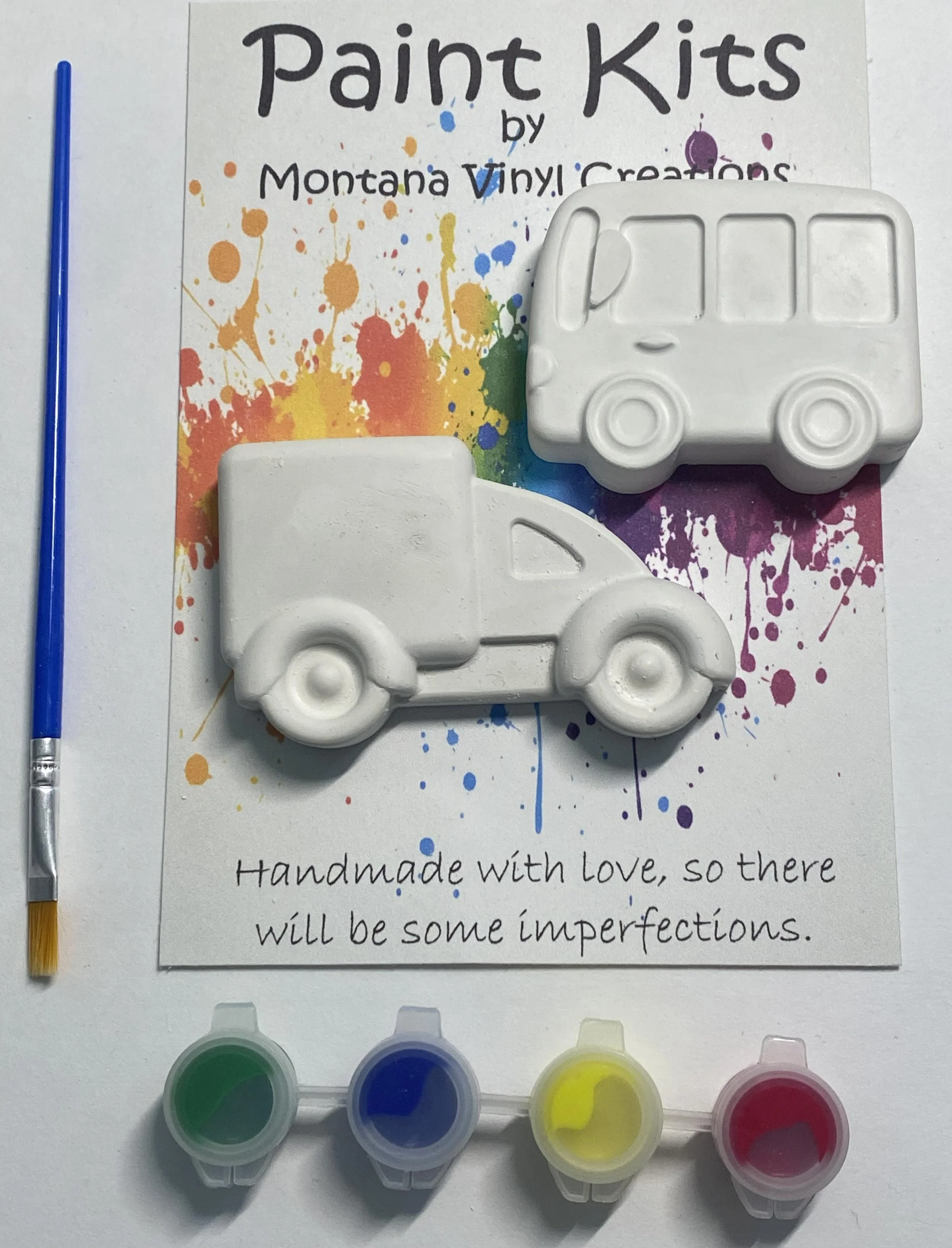 Bus and delivery truck set of 2 plaster paint kit