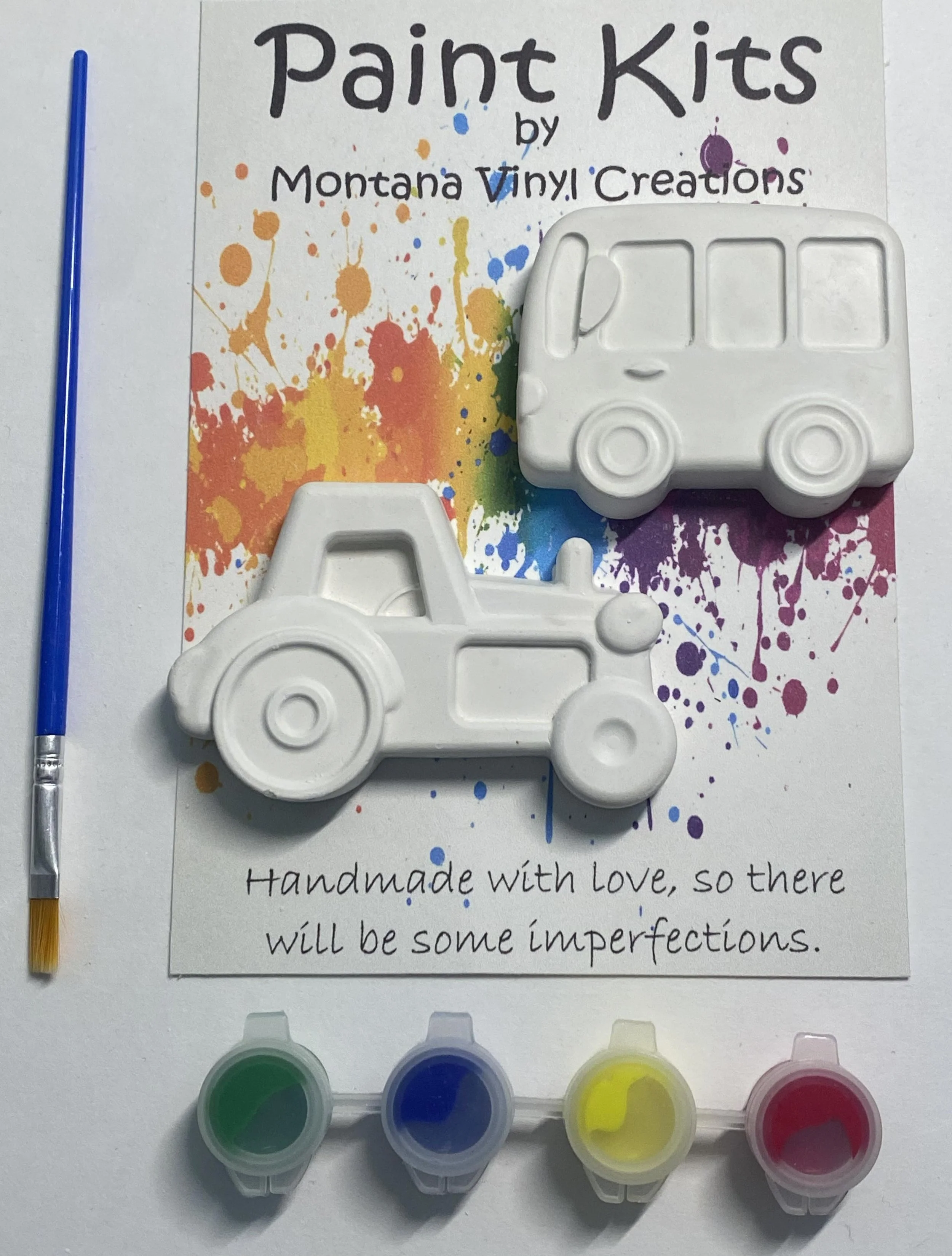 Bus and tractor set of 2 plaster paint kit