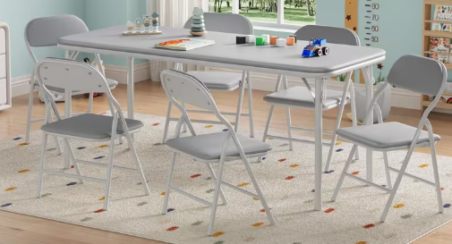 White Kids Rectangle Table w/ Folding chairs