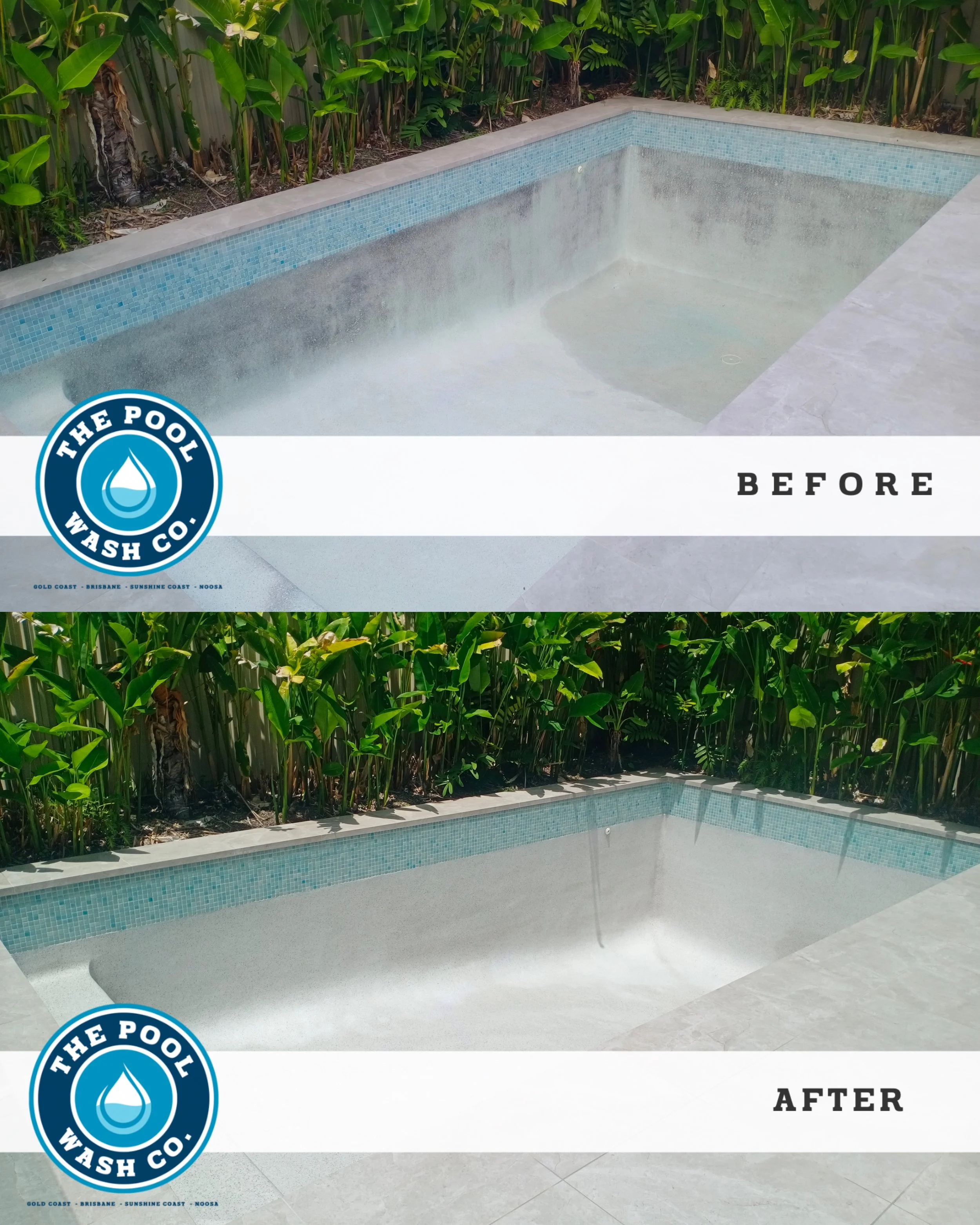 Pool Acid Washing and Stain Removal - Before and After - SEQLD - Gold Coast